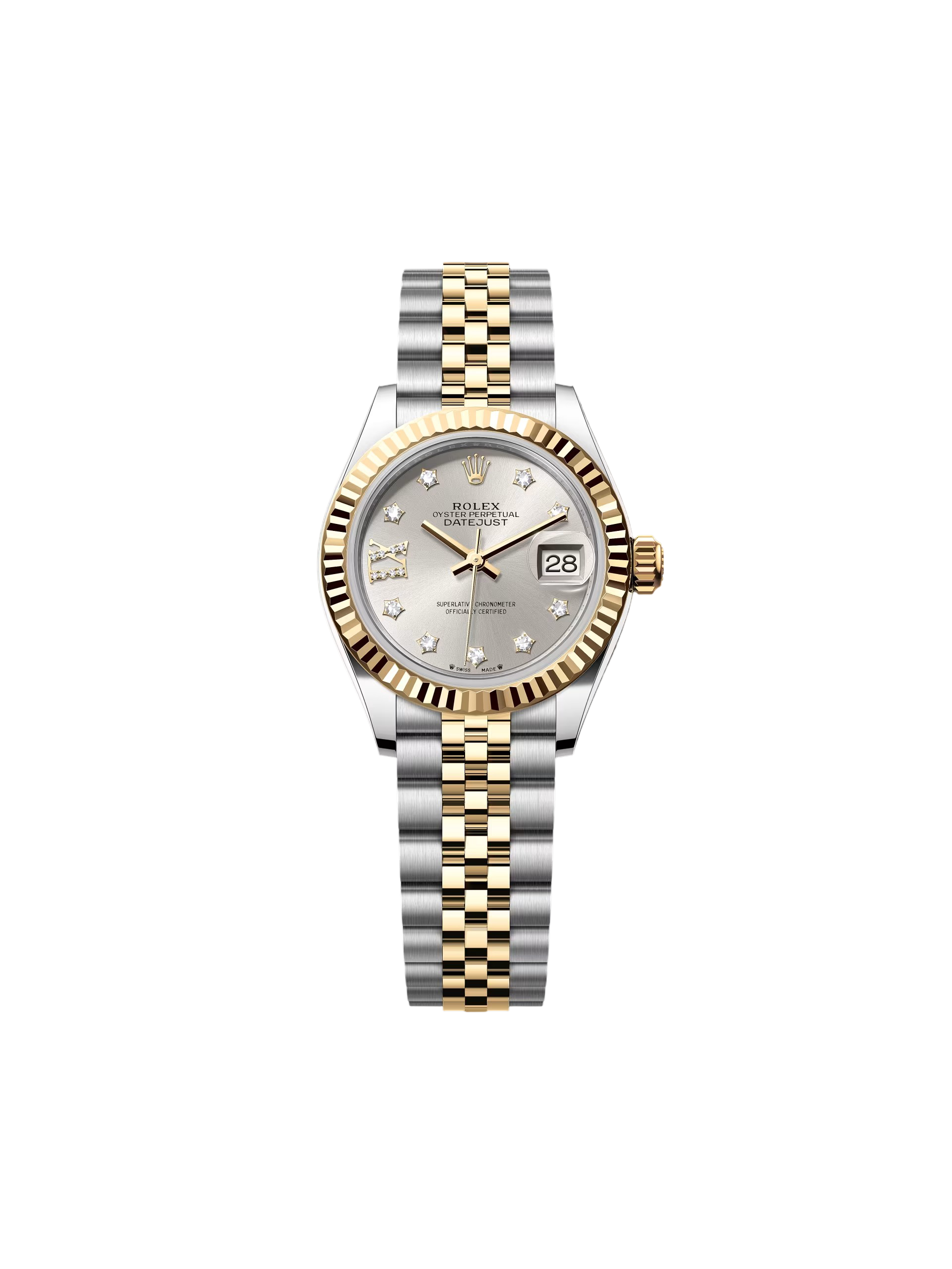 RLX Lady-Datejust 28mm 279173 Silver Diamond Dial Oyster Bracelet