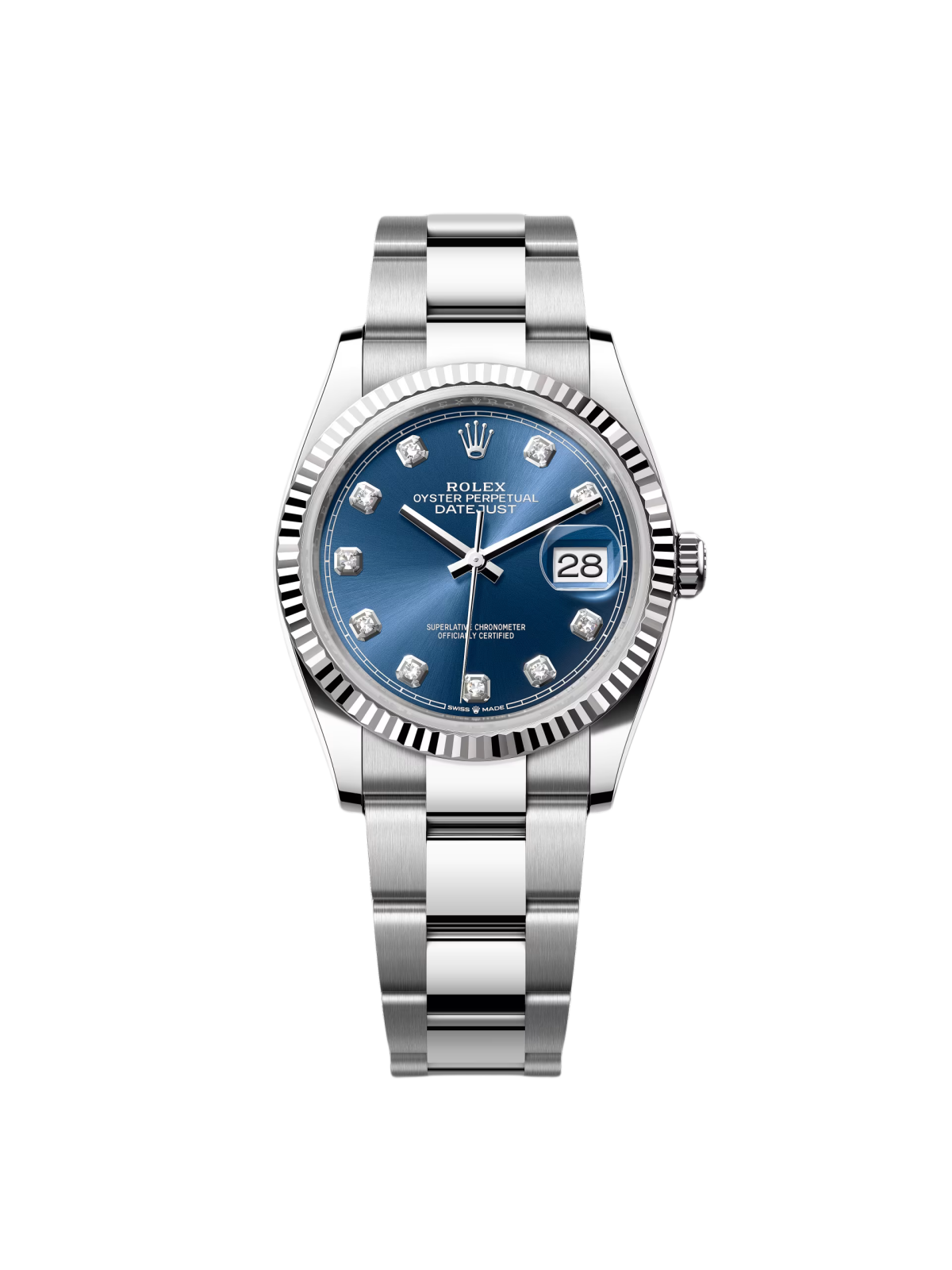 RLX  Datejust 36mm 126234 Blue Diamond Dial Stainless Steel Jubilee Mens Watch