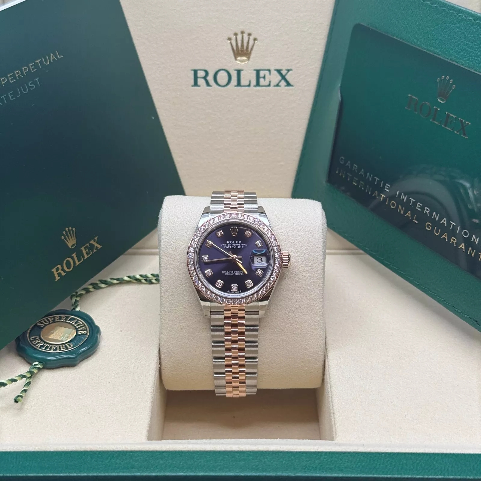 RLX Lady-Datejust 28mm 279381RBR Aubergine Diamond Dial Oyster Bracelet