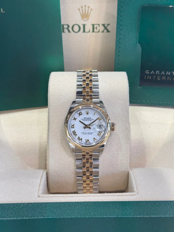 RLX Lady-Datejust 28mm  279163 White Roman Dial Oyster Bracelet