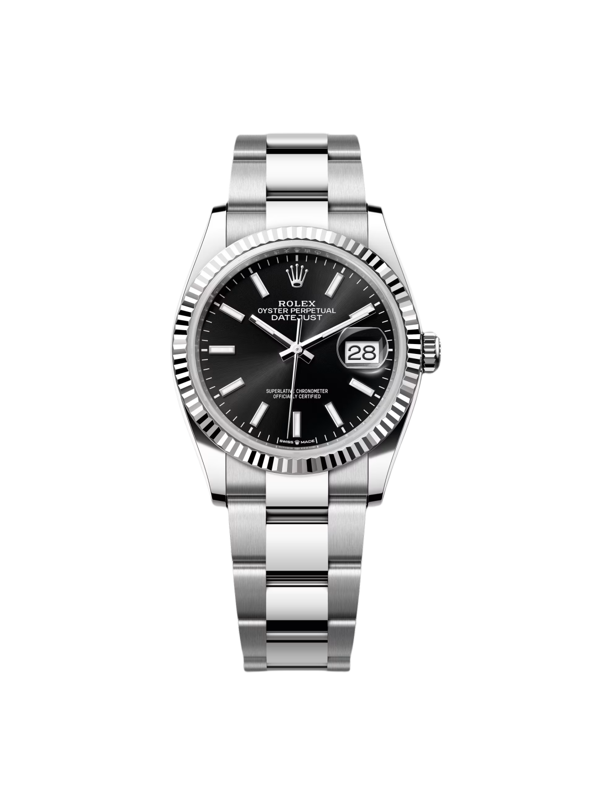 RLX  Datejust 36mm 126234 Black Index Jubilee Stainless Steel Mens Watch
