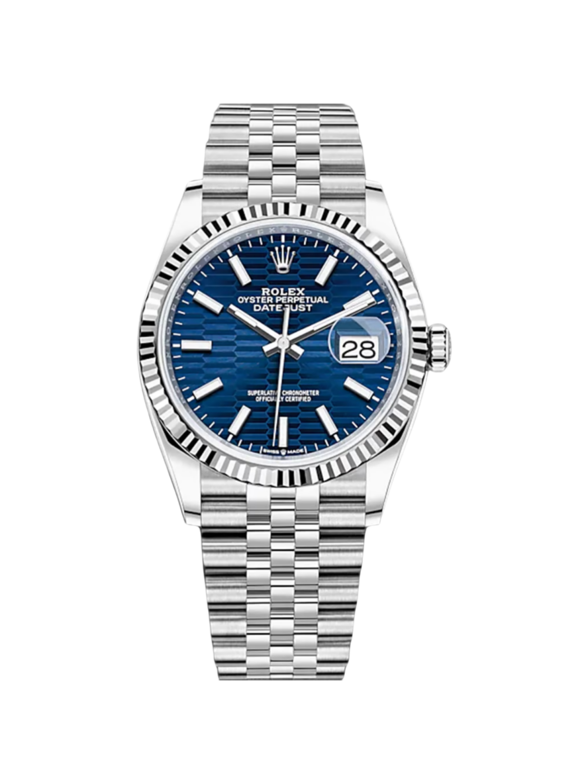RLX  Datejust 36mm 126234 Blue Fluted Motif Dial Jubilee Bracelet