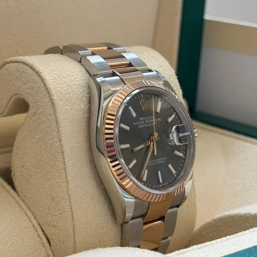 RLX  Datejust 36mm 126231 Slate/Gray Dial Oystersteel and 18K Rose gold Oyster Bracelet