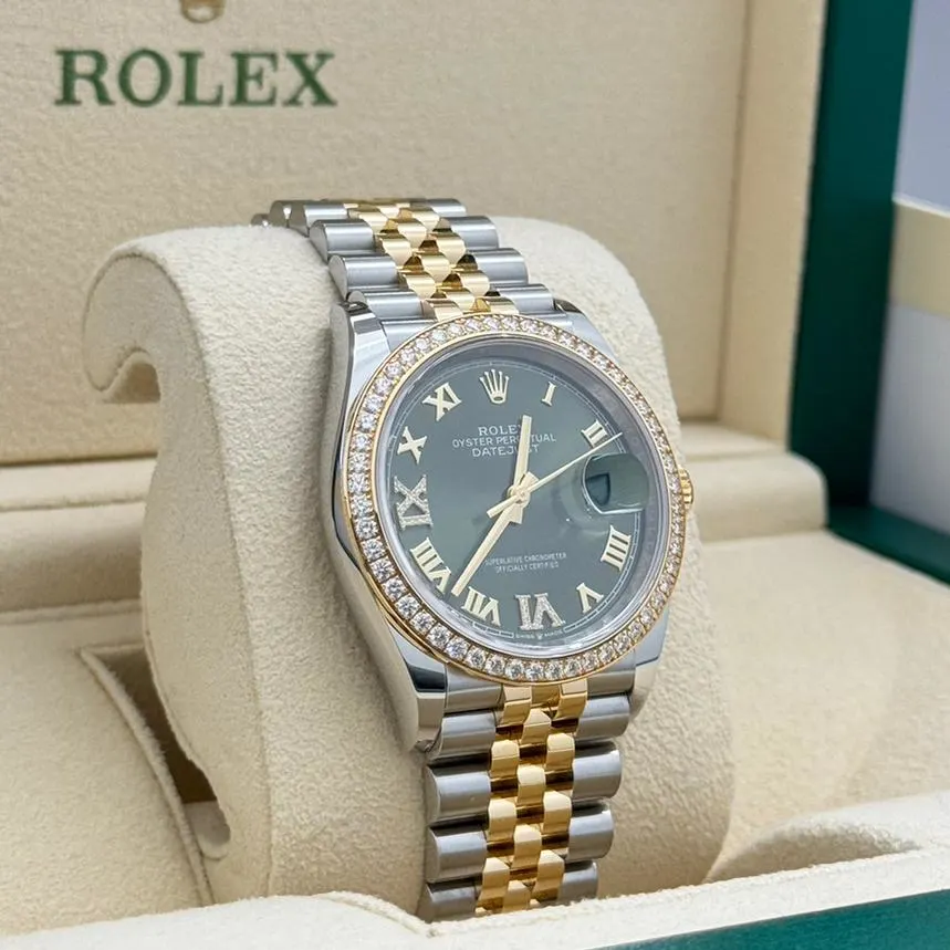 RLX  Datejust 36mm 126283 Olive Green Dial Jubilee Bracelet Watch