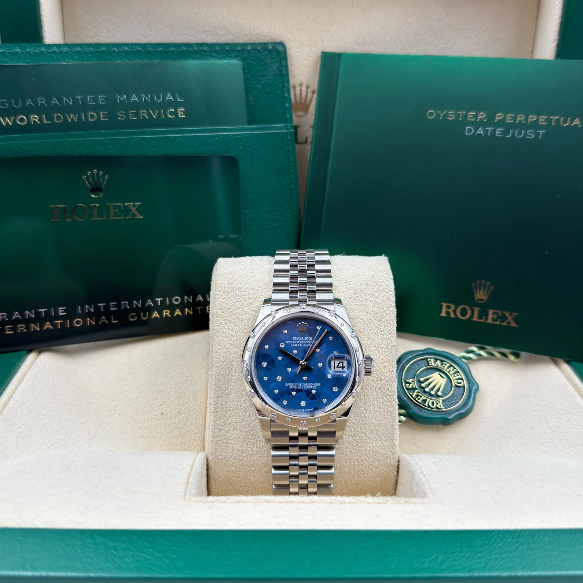 RLX Datejust m278344-0037/0038 Blue Floral Motif Dial 31mm Oyster