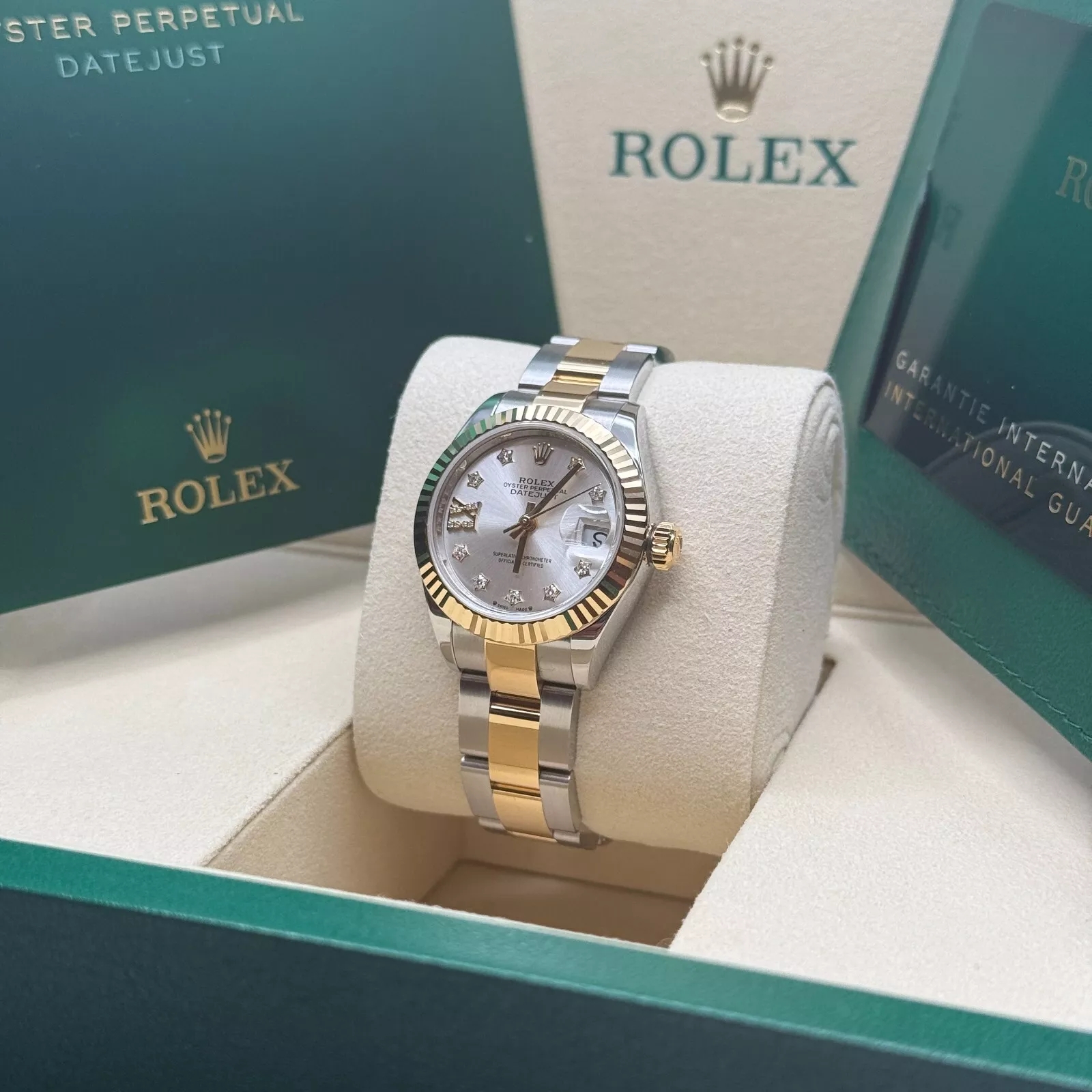 RLX Lady-Datejust 28mm 279173 Silver Diamond Dial Oyster Bracelet