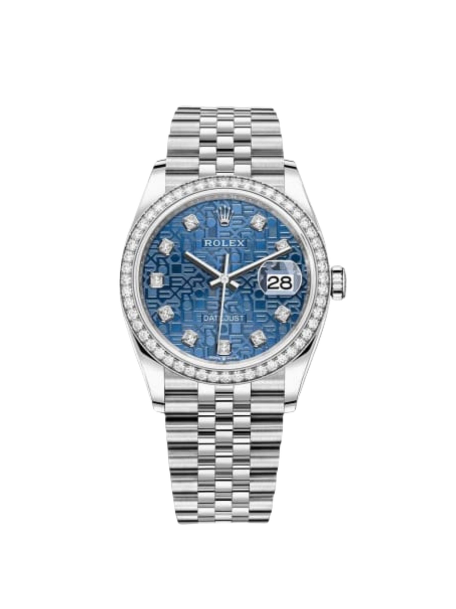 RLX  Datejust 36mm 126284 Blue Jubilee Diamond Dial & Diamond Bezel, Stainless Steel Oyster Bracelet Watch
