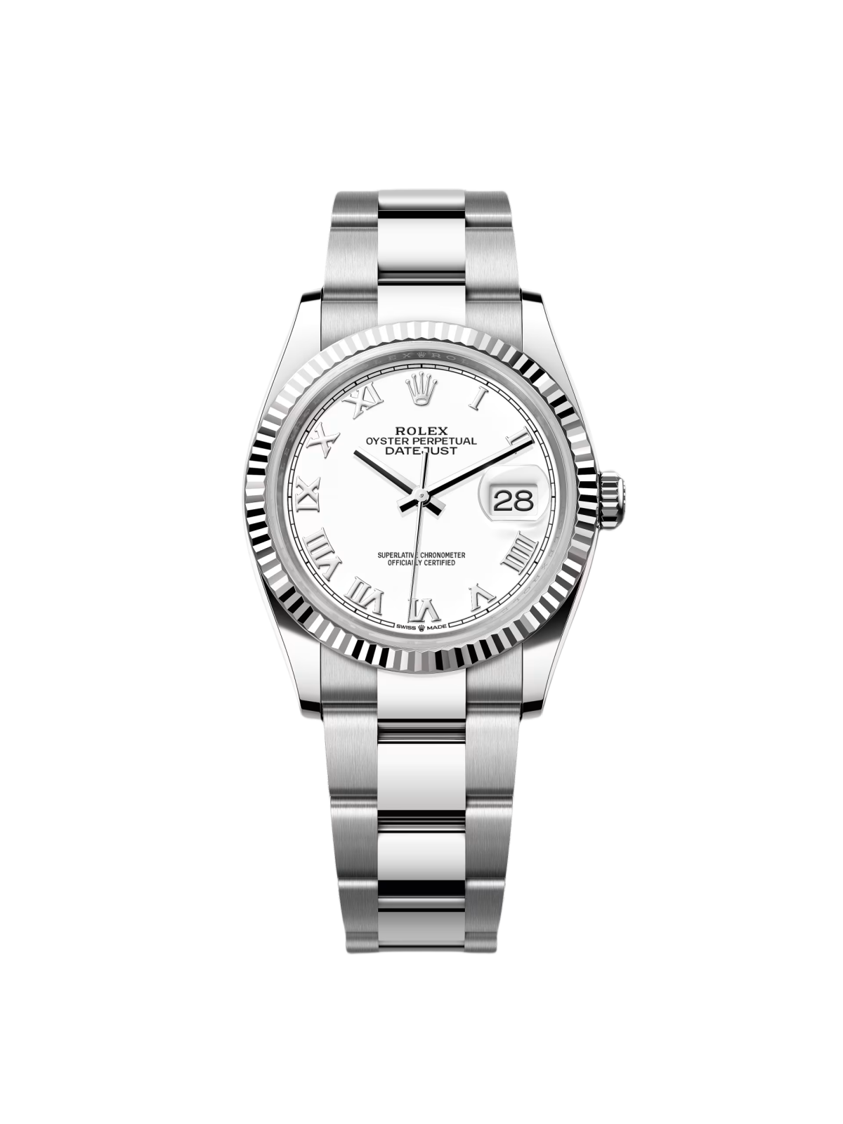 RLX  Datejust 36mm 126234 White Roman Dial Oyster Stainless Steel Mens