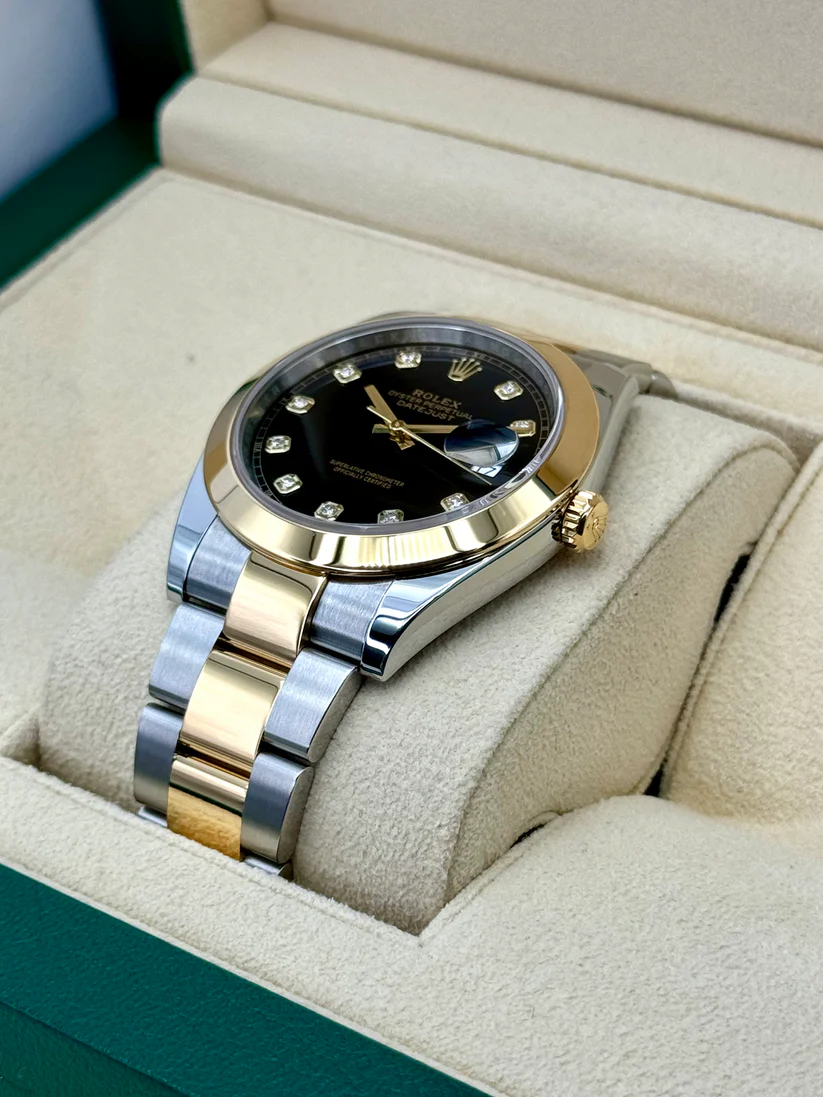 RLX Datejust 41mm 126303 Black Diamond Oyster Steel and Yellow Gold Mens Watch