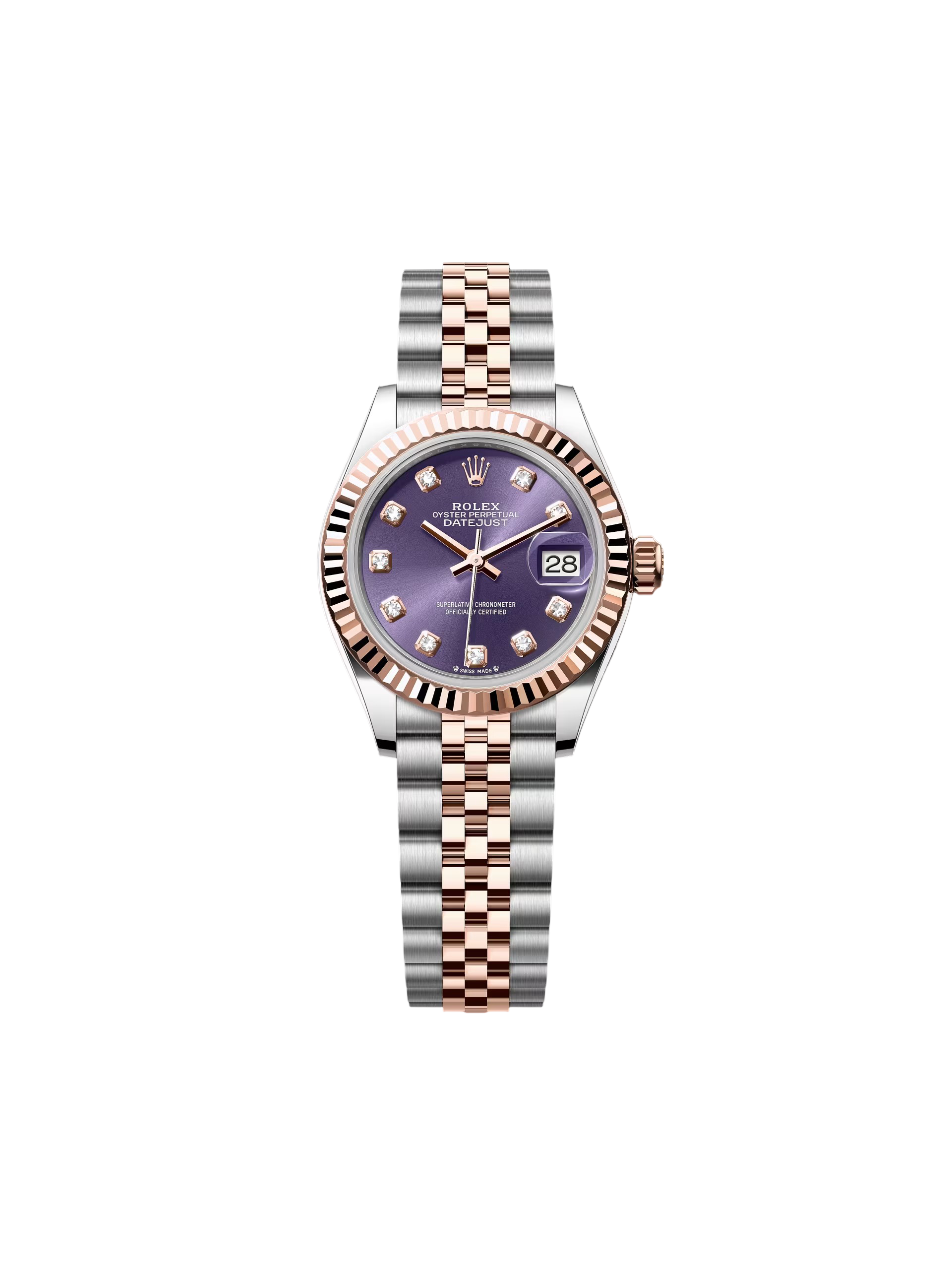 RLX Lady-Datejust 28mm 279171 Aubergine Diamond Oyster Stainless Steel and Rose Gold