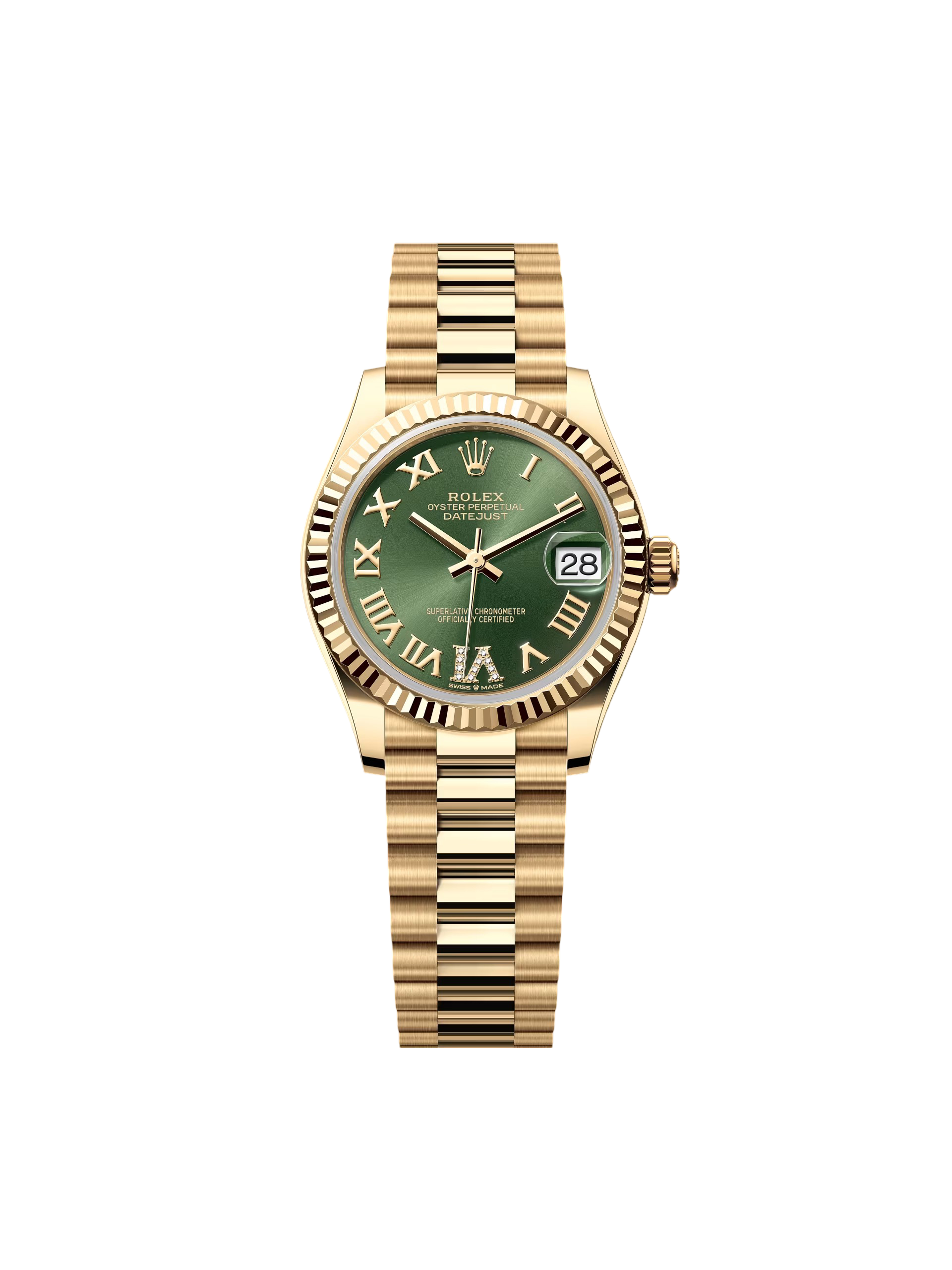 RLX Datejust m278278-0030 Olive Green 31mm Dial President Bracelet Watch