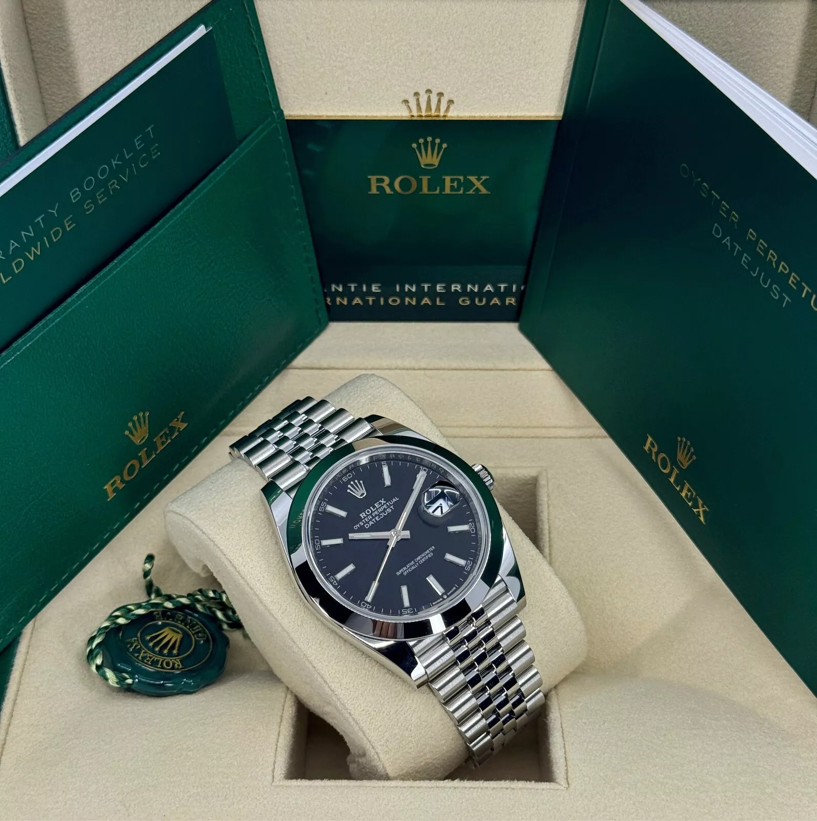 RLX Datejust 41mm 126300 Black Index Oyster 41mm Stainless Steel Watch