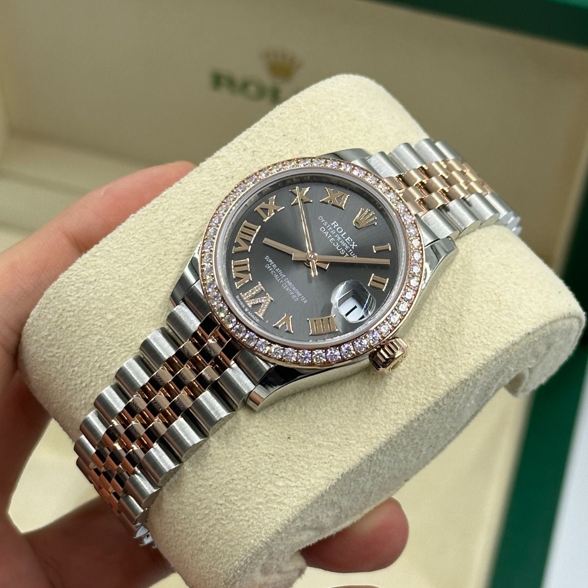 RLX Datejust m278381-0029/0030 Slate Roman Diamond Dial Diamond-Set Bezel 31mm