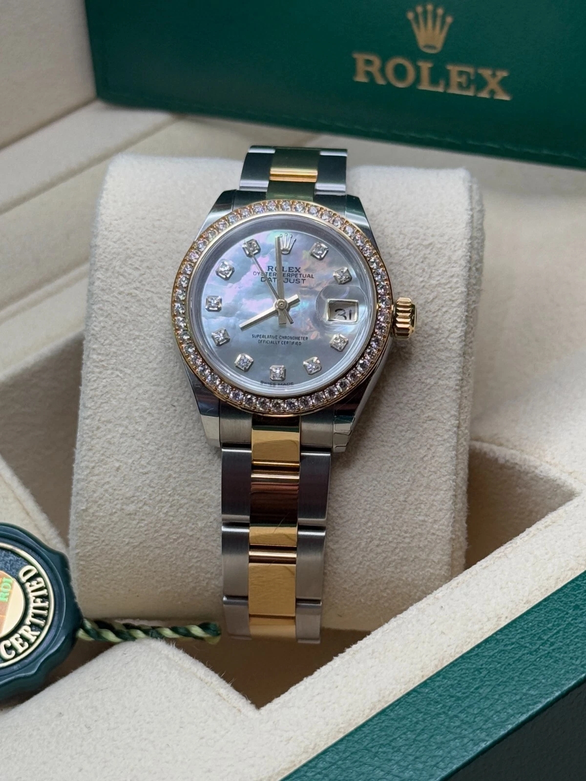 RLX Lady-Datejust 28mm 279383RBR Mother-of-Pearl Dial Yellow Rolesor Oyster Bracelet