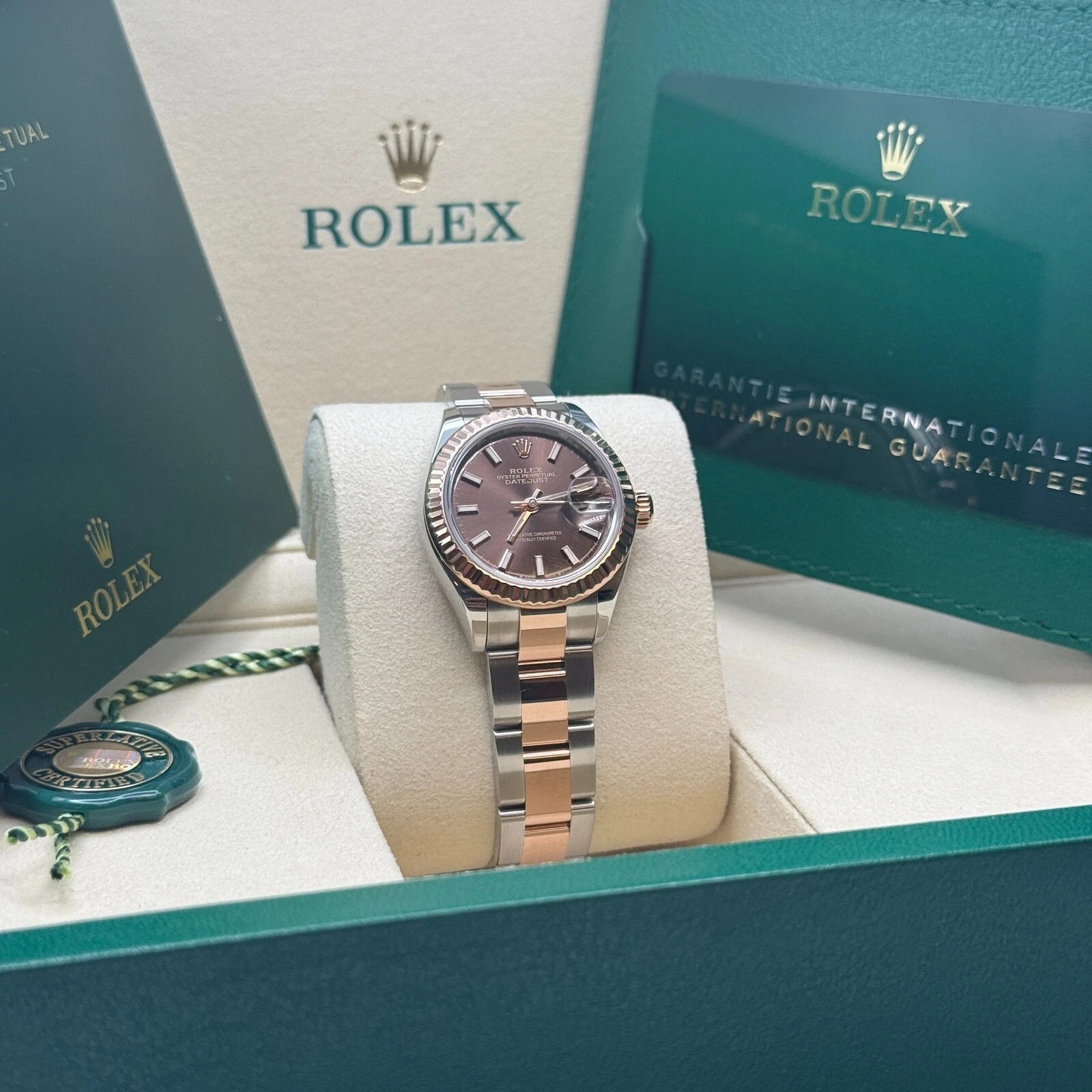 RLX Lady-Datejust 28mm 279171 Chocolate Index Oyster Stainless Steel and Rose Gold