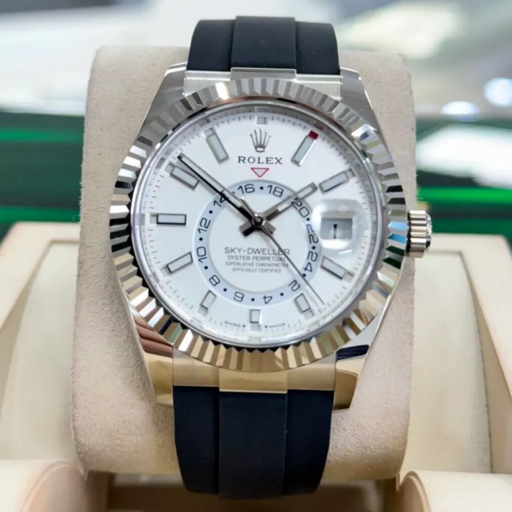 RLX Sky-Dweller 42mm White Gold White Dial Oysterflex - 336239
