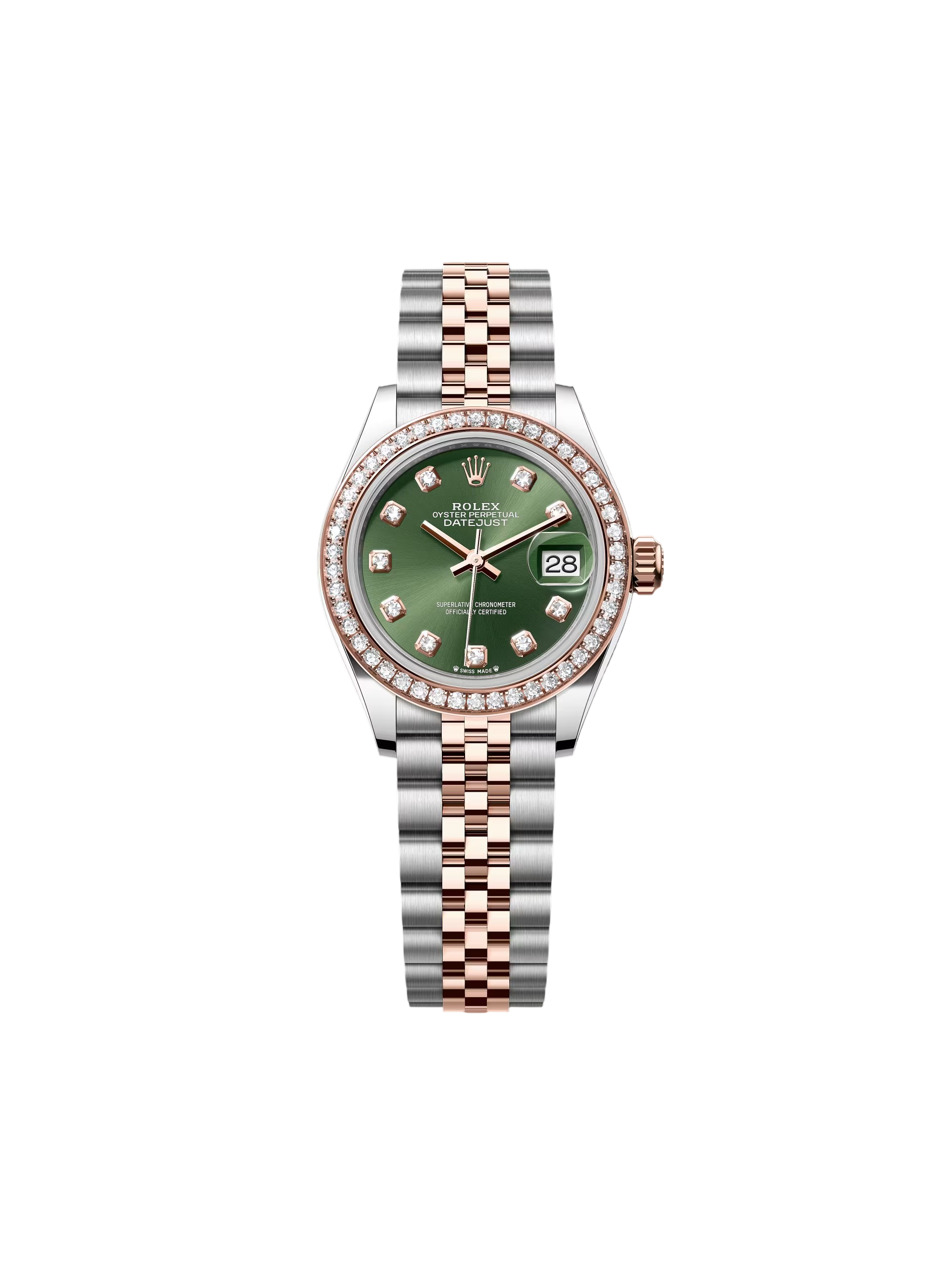RLX Lady-Datejust 28mm 279381RBR Green Diamond Dial Oyster Bracelet