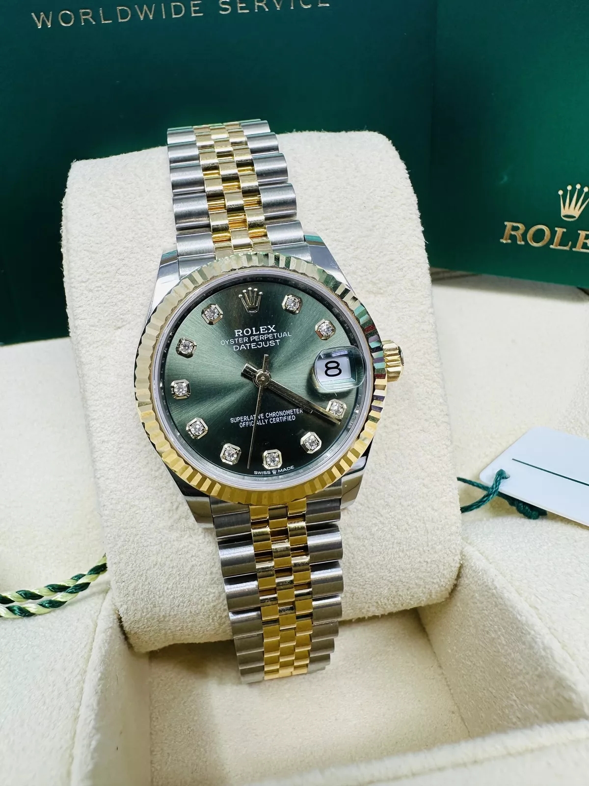 RLX Datejust m278273-0029/0030 31mm Olive Green Dial Stainless Steel and Yellow Gold Oyster Watch