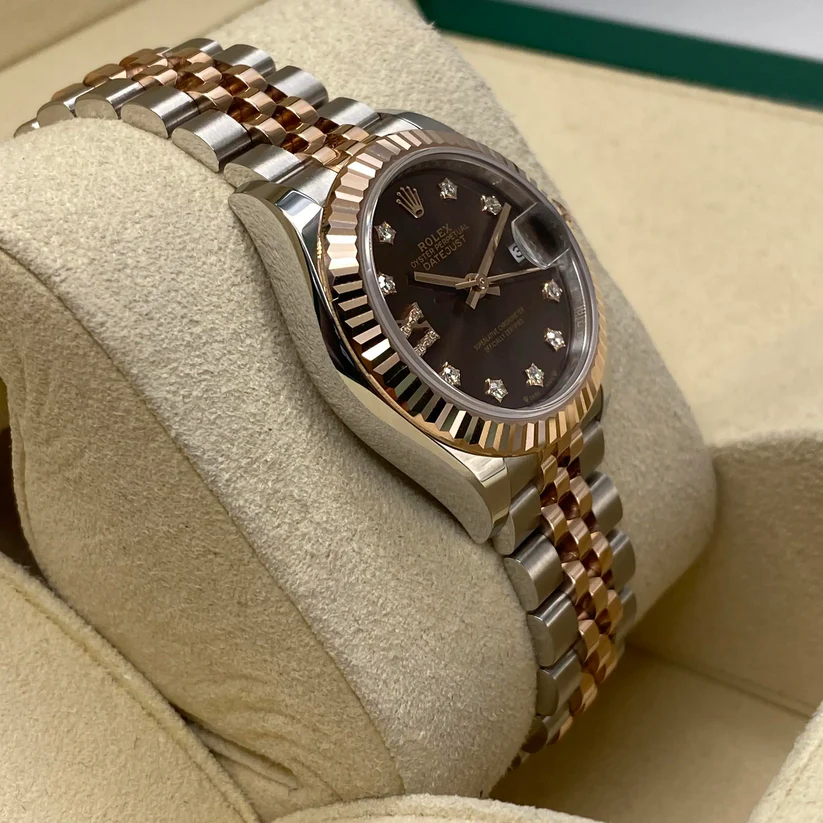 RLX Lady-Datejust 28mm 279171 Chocolate Diamond Set Oyster Stainless Steel and Rose Gold
