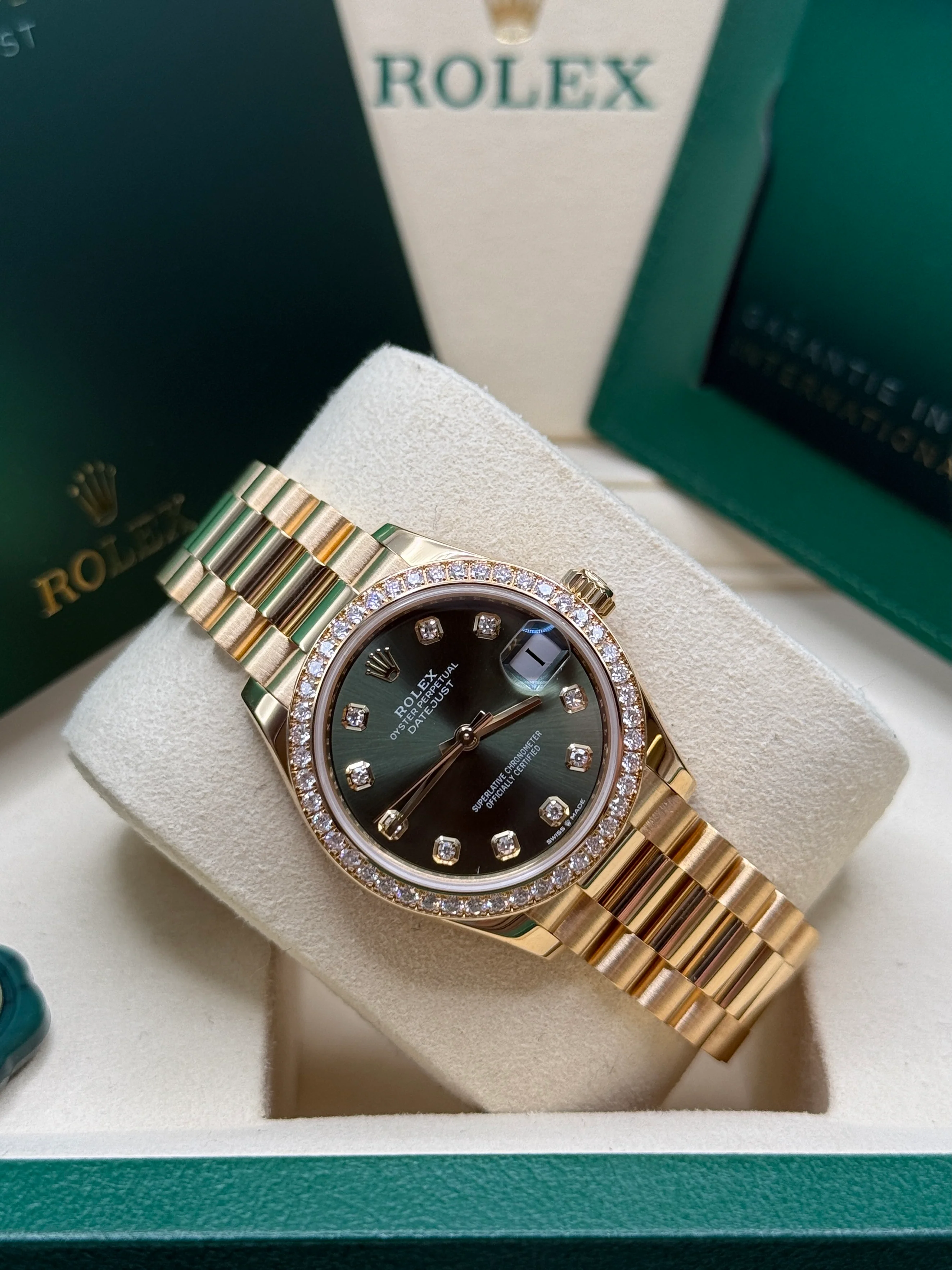 RLX Datejust m278288RBR-0007 Olive Green 31mm Dial President Bracelet Watch