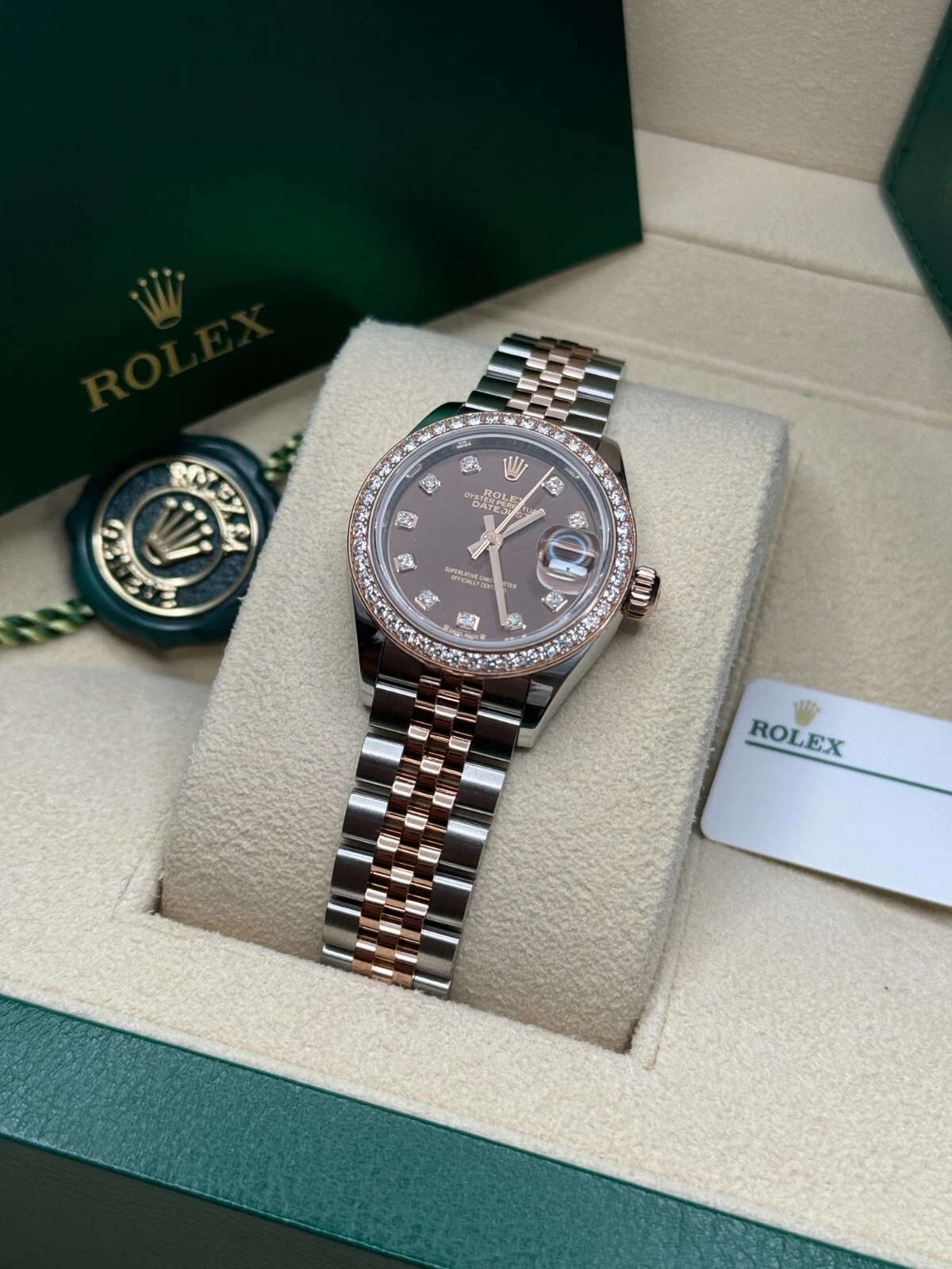 RLX Lady-Datejust 28mm 279381RBR Chocolate Diamond Dial Oyster Bracelet