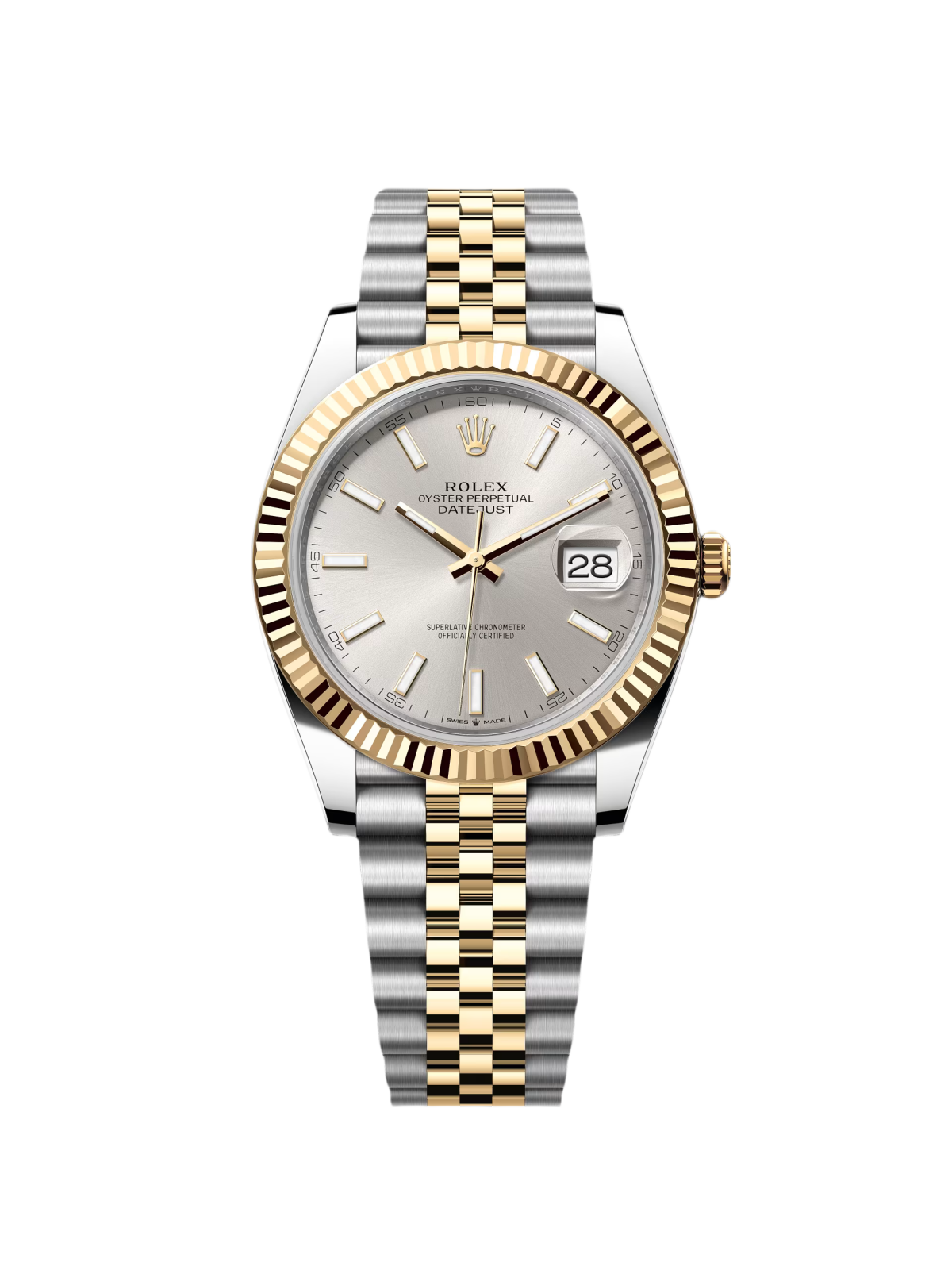 RLX  Datejust 41mm 126333 Silver Index Oyster Steel and Yellow Gold Mens Watch