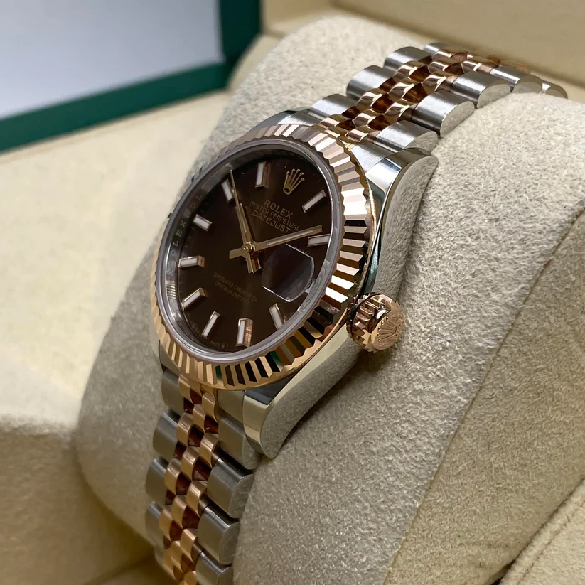 RLX Lady-Datejust 28mm 279171 Chocolate Index Oyster Stainless Steel and Rose Gold