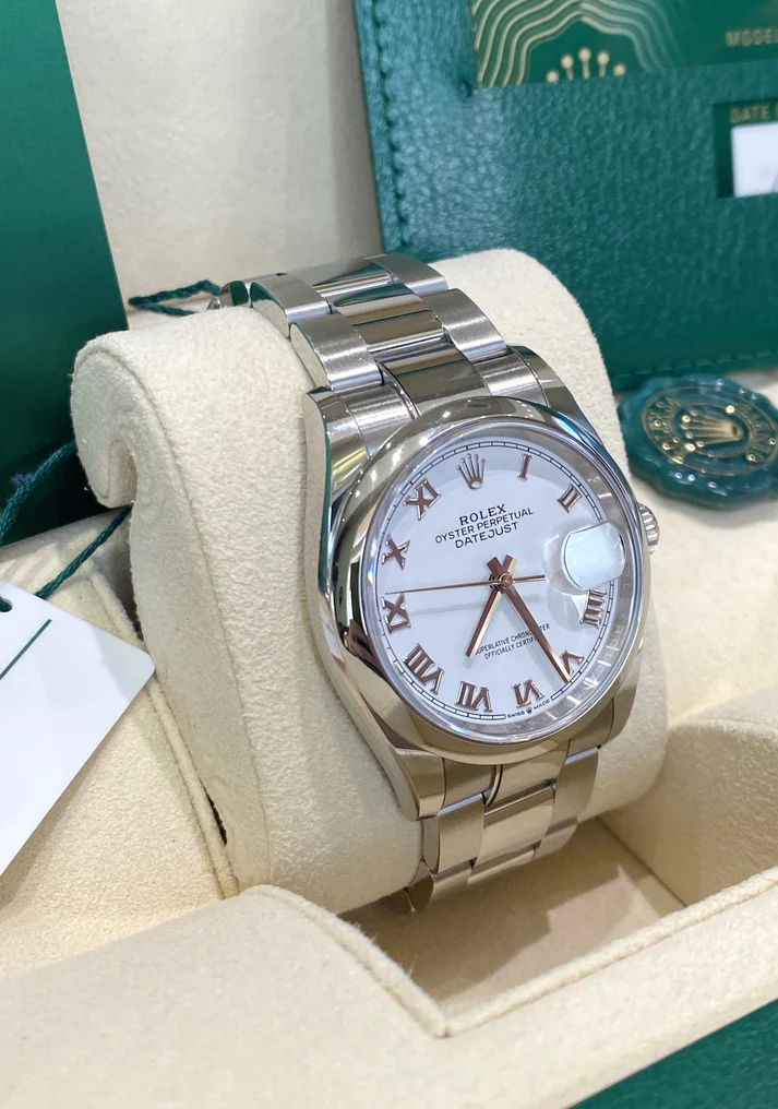 RLX  Datejust 36mm 126200 Stainless Steel White Roman Dial Oyster