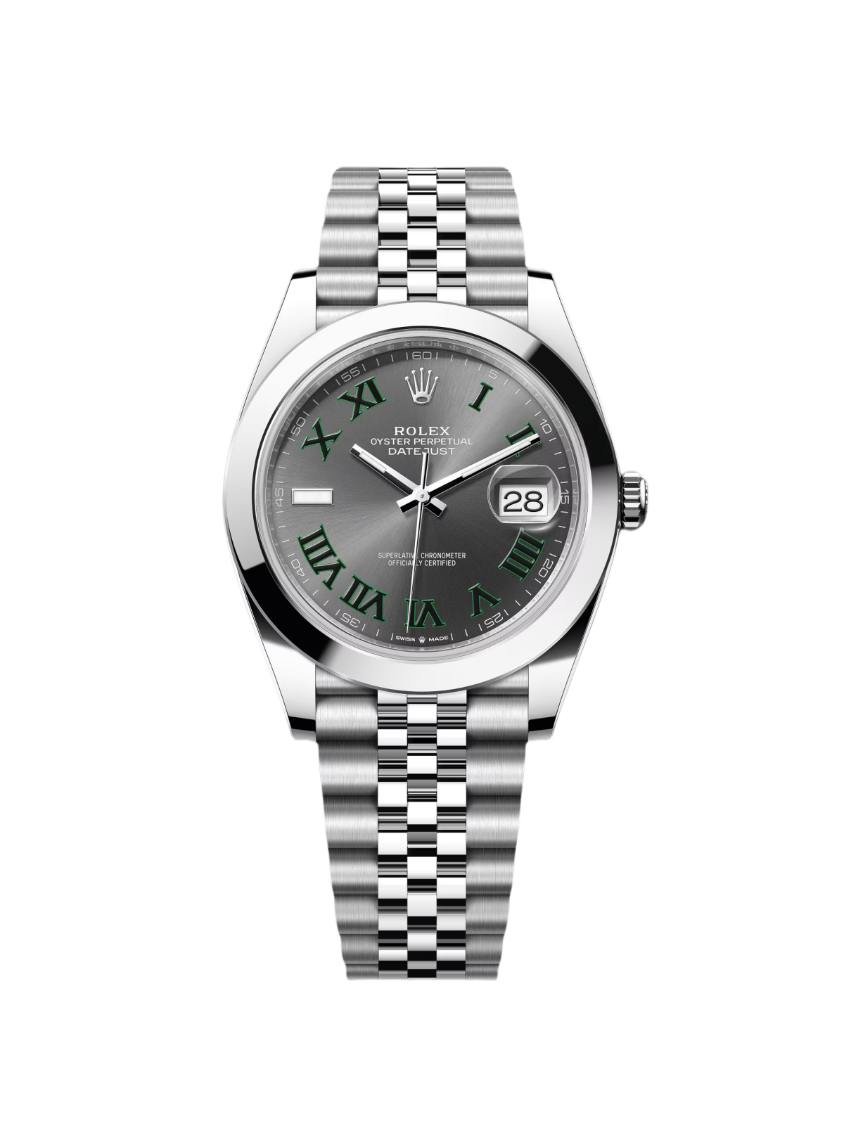 RLX Datejust 41mm 126300 Slate Roman Oyster Stainless Steel Watch