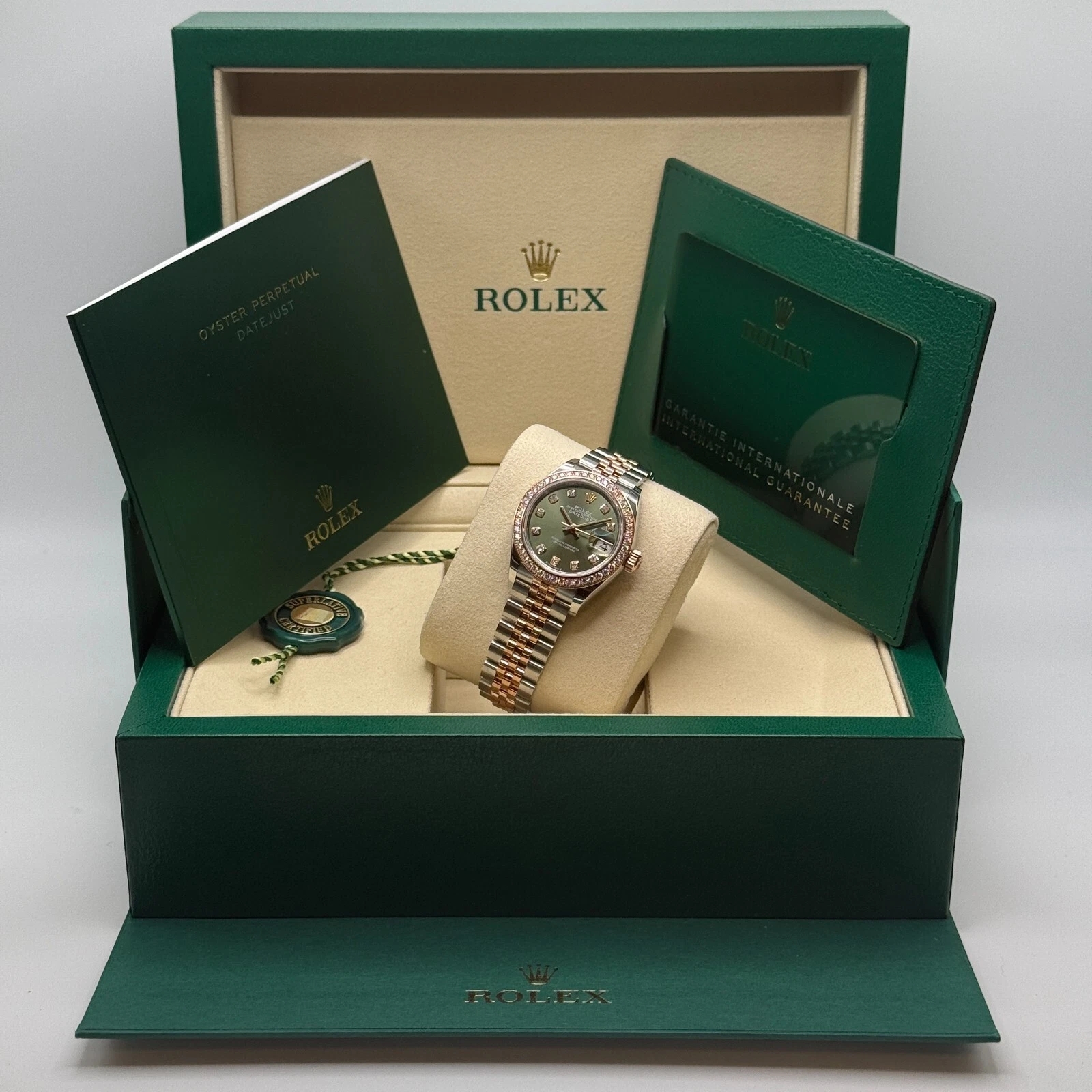 RLX Lady-Datejust 28mm 279381RBR Green Diamond Dial Oyster Bracelet