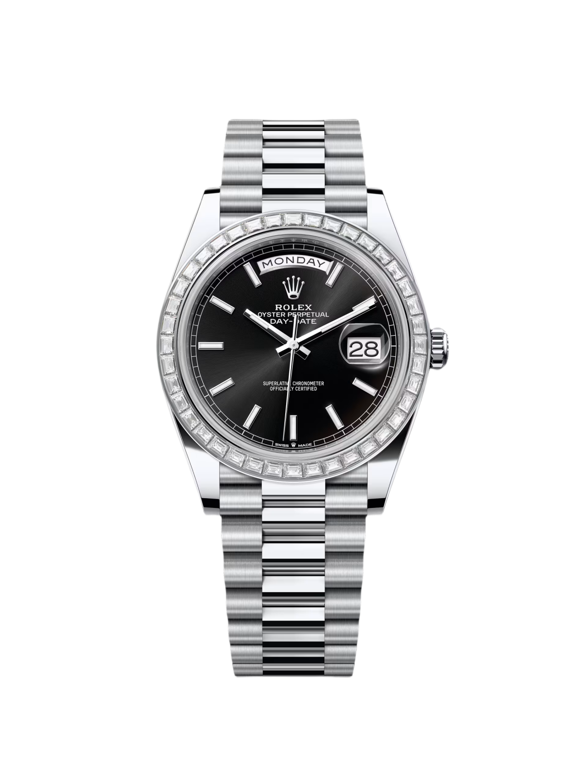 RLX Day-Date 40mm 228396TBR-0024 Black Dial Diamond Bezel