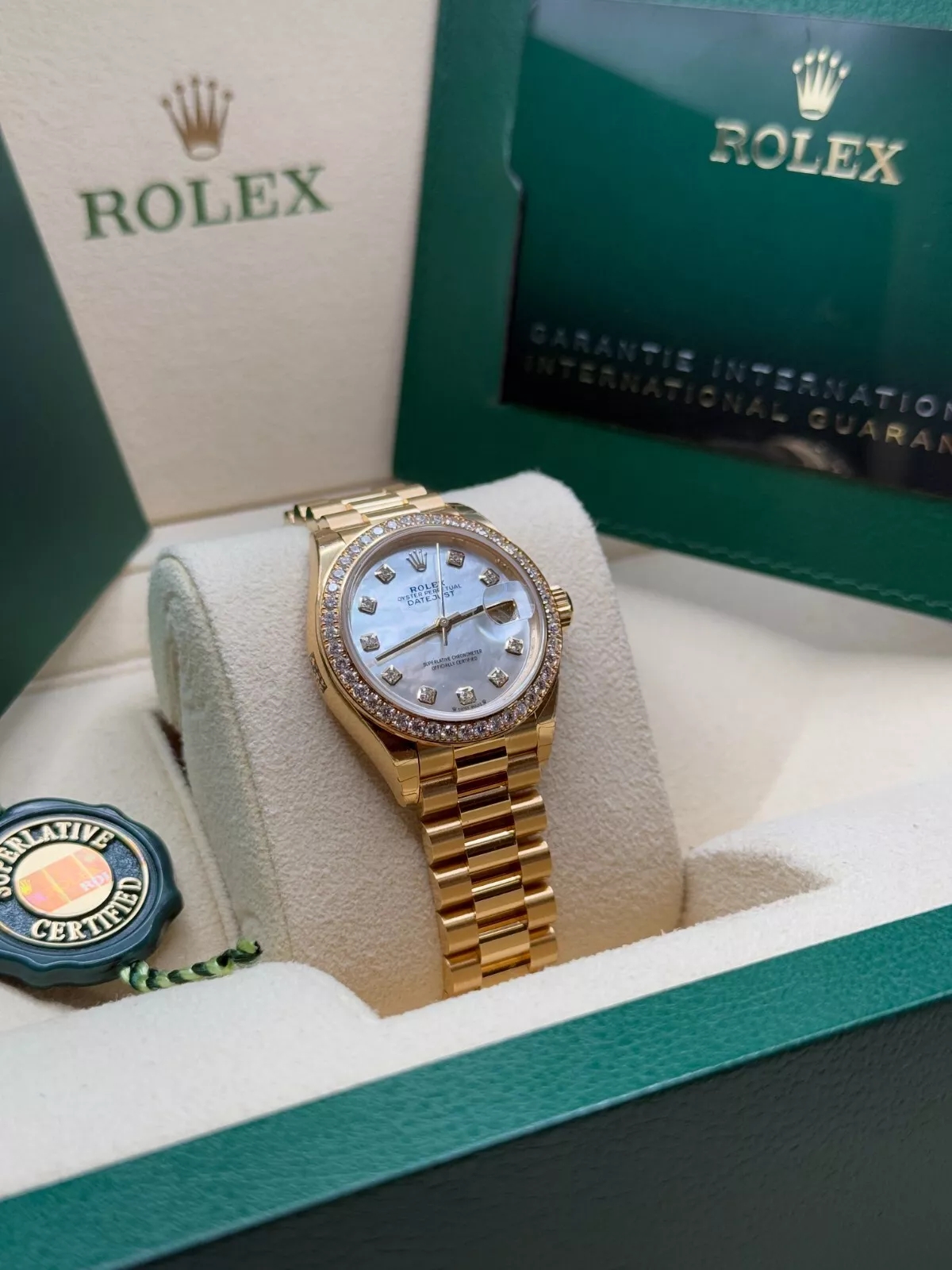 RLX  Lady-Datejust 28mm 279138RBR White Mother-of-Pearl Dial President Bracelet Watch