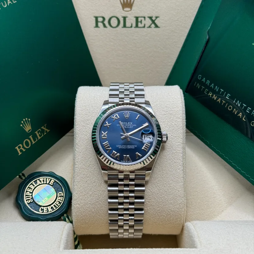 RLX Datejust m278274-0033/0034 Bright Blue Dial 31mm Fluted Bezel Oyster Bracelet