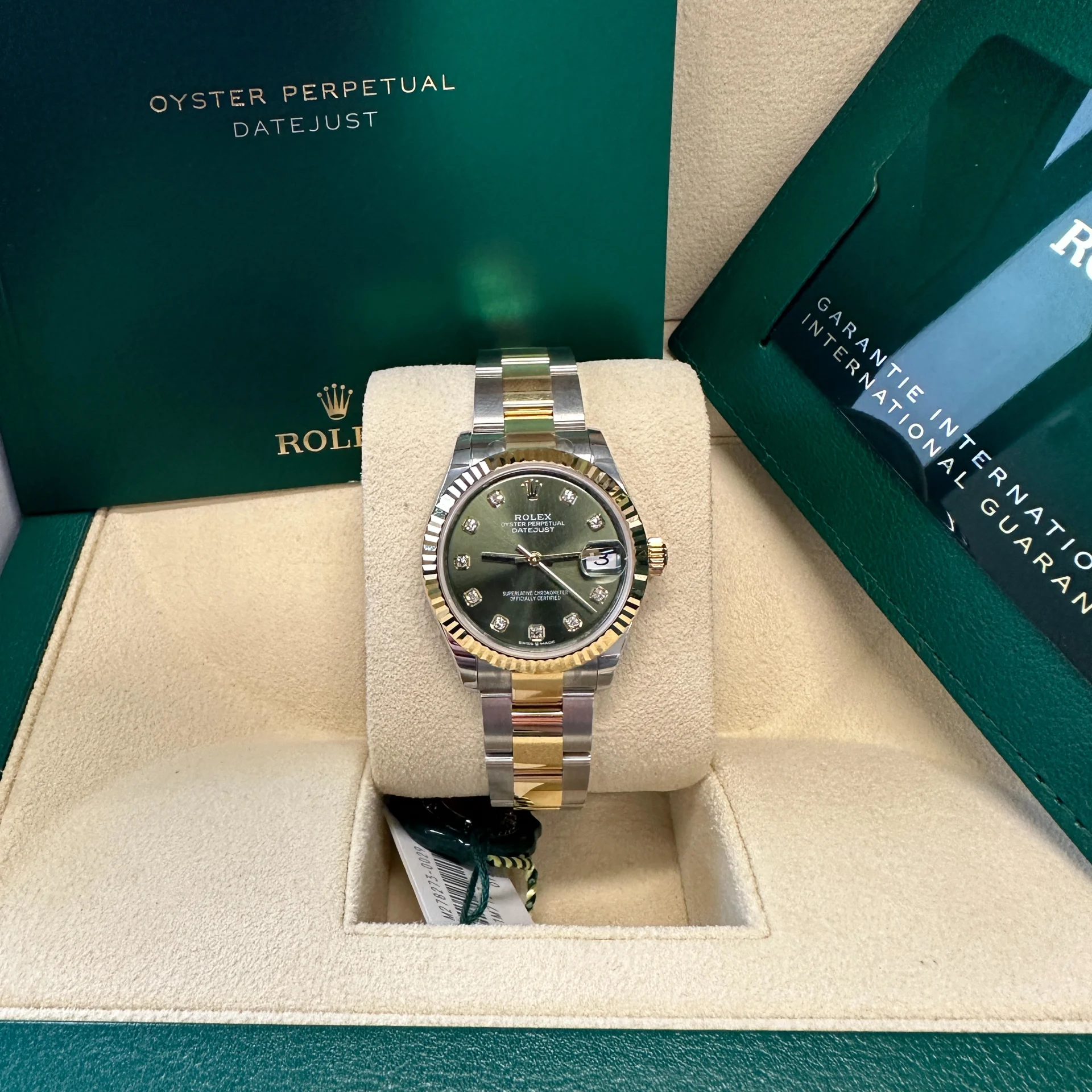RLX Datejust m278273-0029/0030 31mm Olive Green Dial Stainless Steel and Yellow Gold Oyster Watch