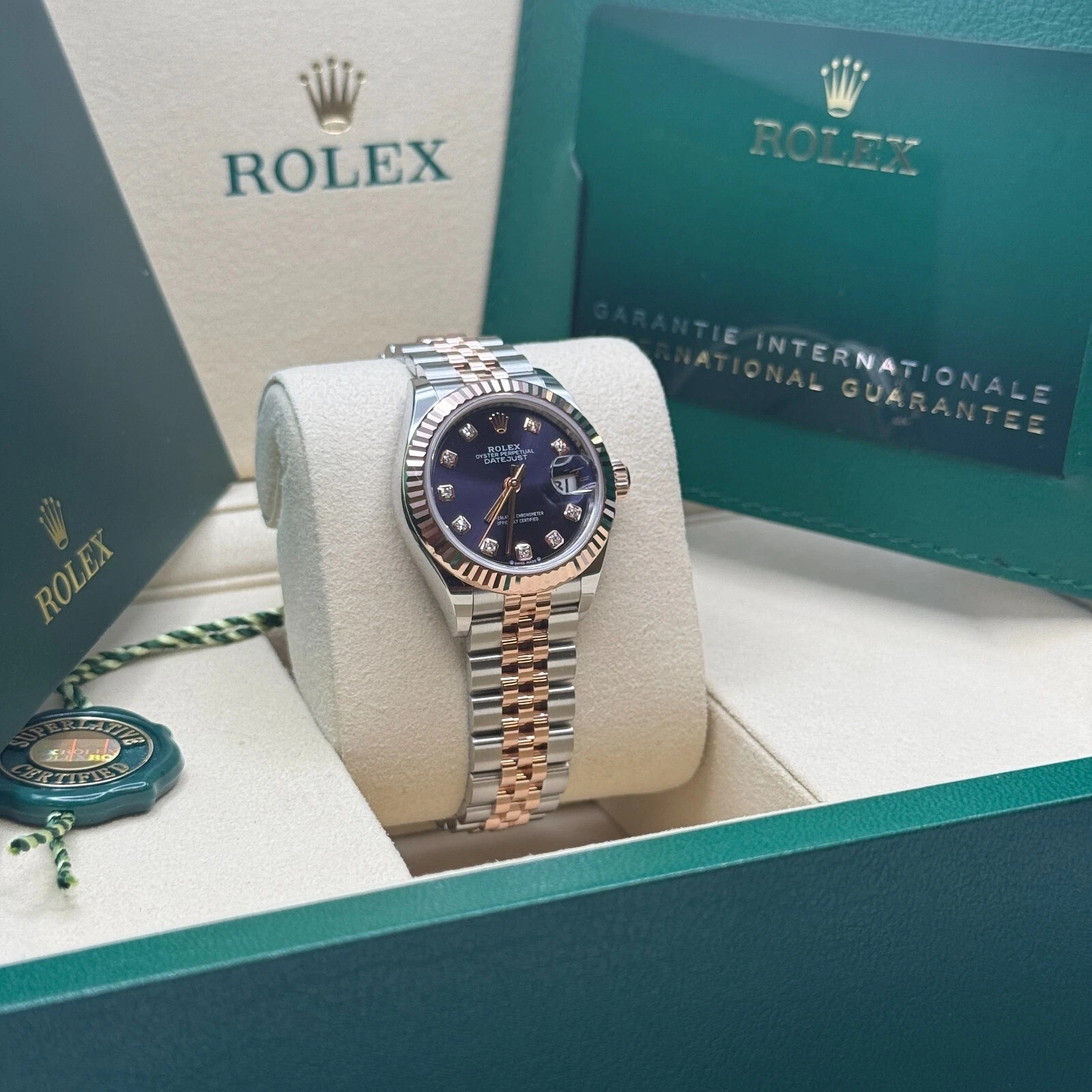 RLX Lady-Datejust 28mm 279171 Aubergine Diamond Oyster Stainless Steel and Rose Gold
