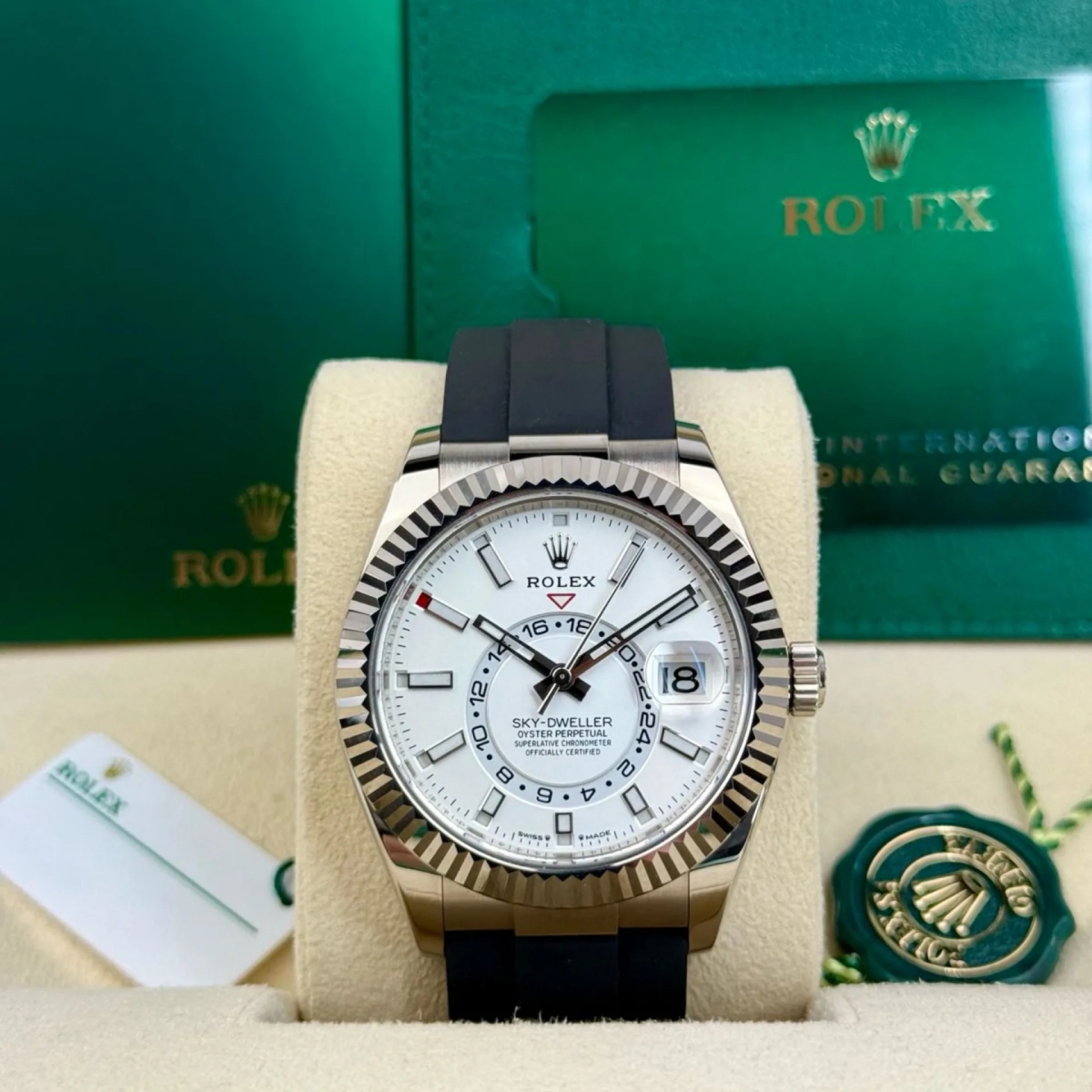 RLX Sky-Dweller 42mm White Gold White Dial Oysterflex - 336239