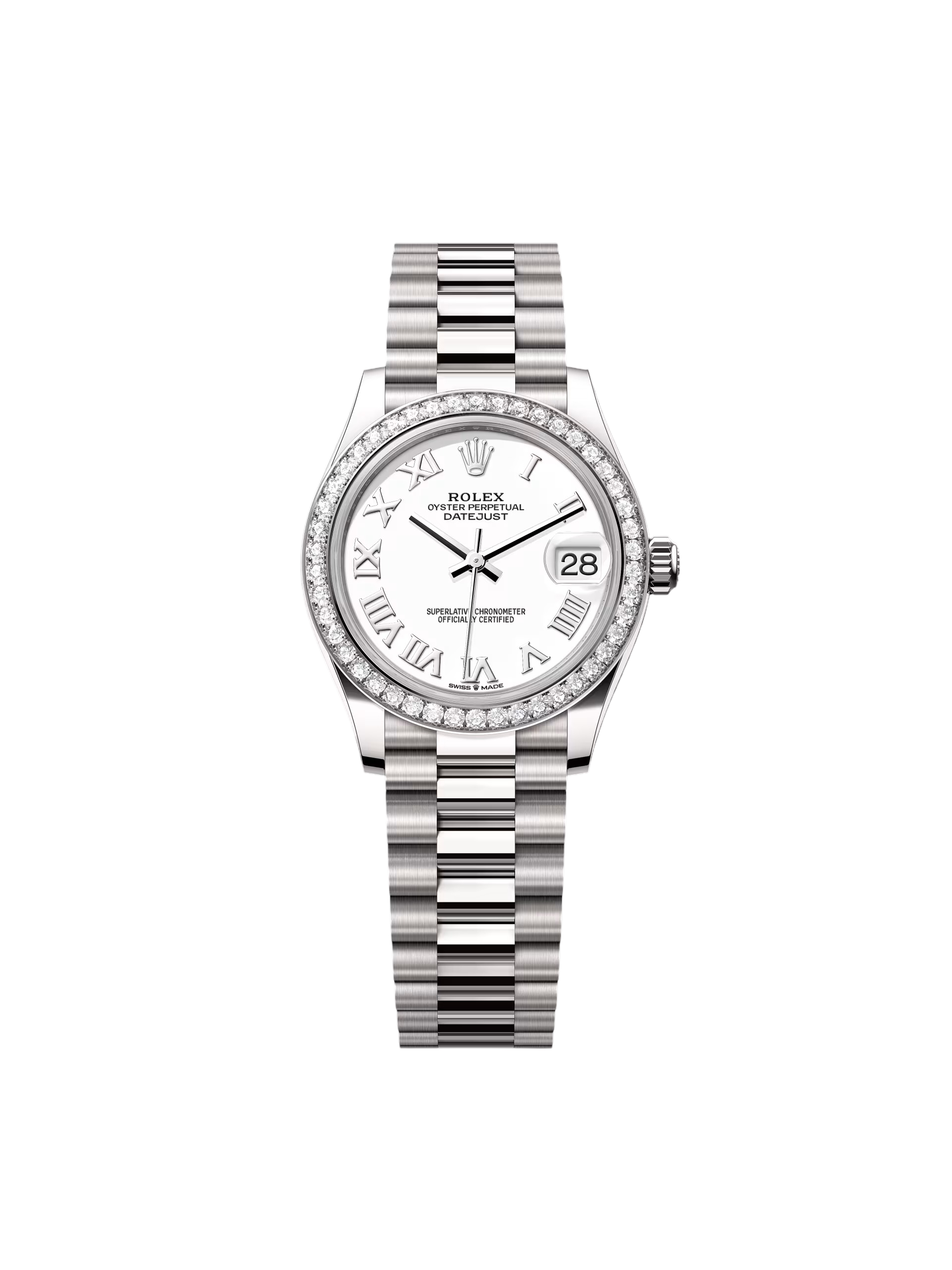 RLX Datejust m278289RBR-0007 White Dial White Gold President Watch