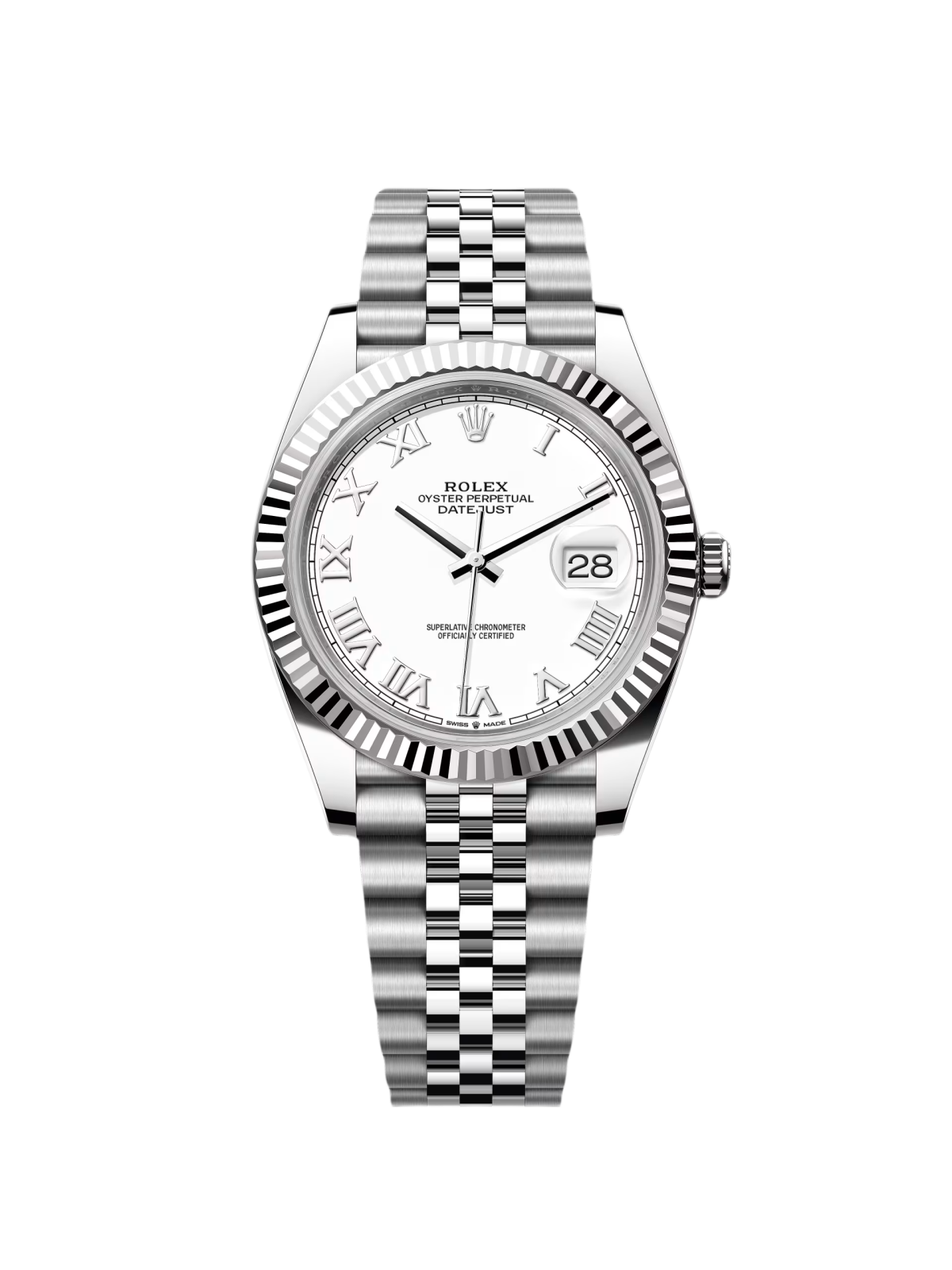 RLX  Datejust 41mm 126334 White Roman Oyster Stainless Steel Mens Watch