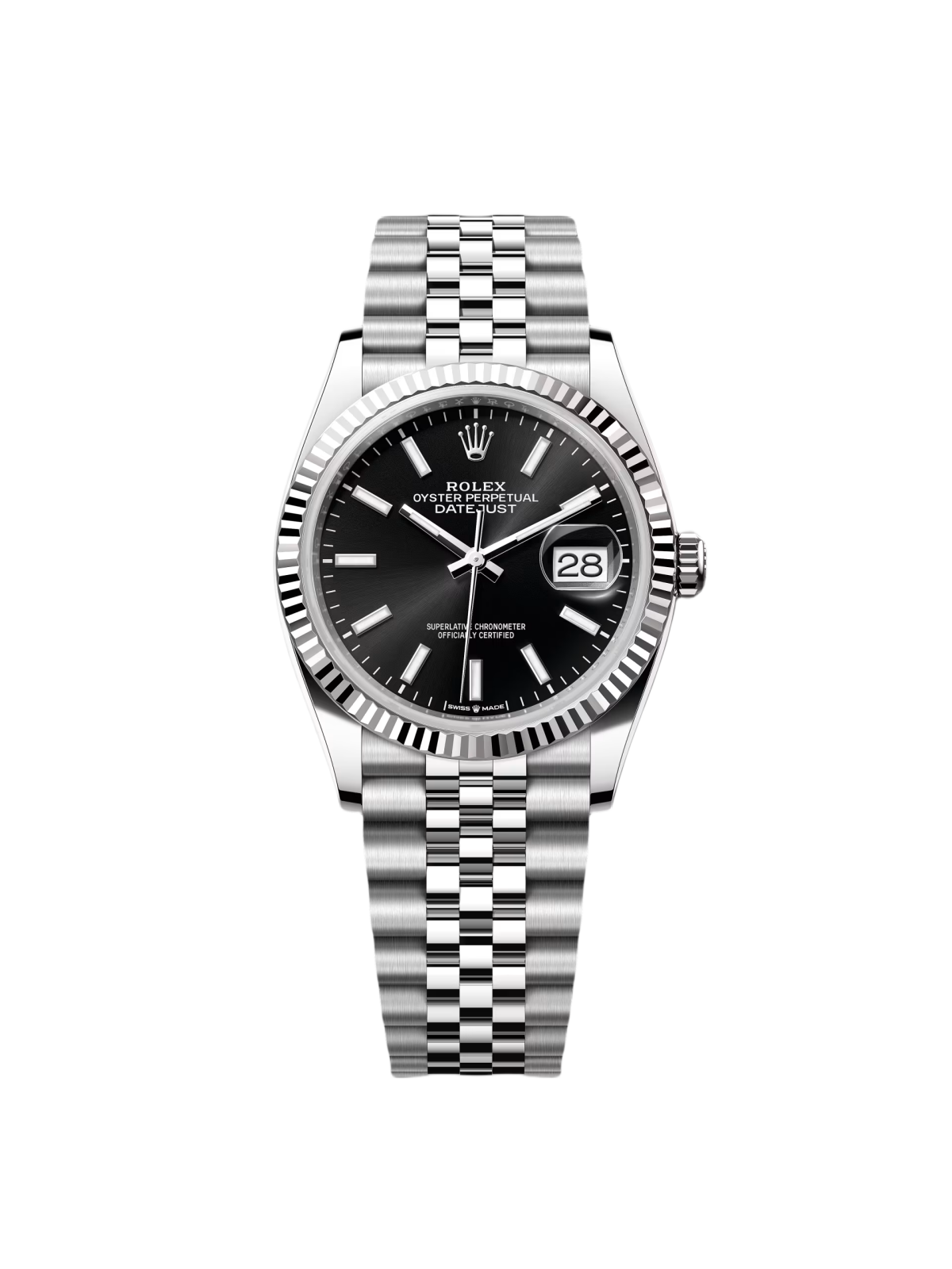 RLX  Datejust 36mm 126234 Black Index Jubilee Stainless Steel Mens Watch
