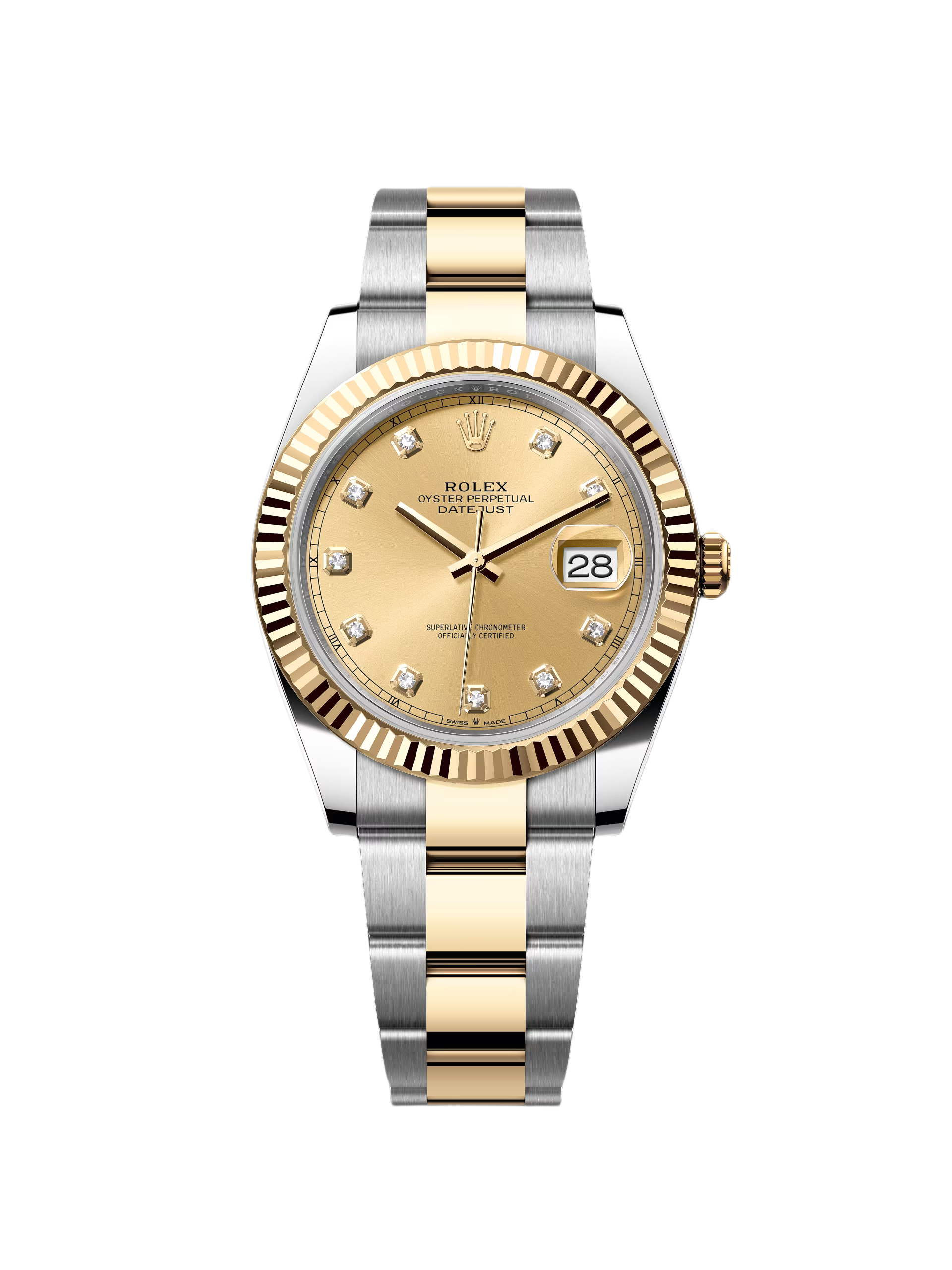 RLX  Datejust 41mm Two-Tone Yellow Gold Fluted Bezel Champagne Diamond Dial Oyster - 126333