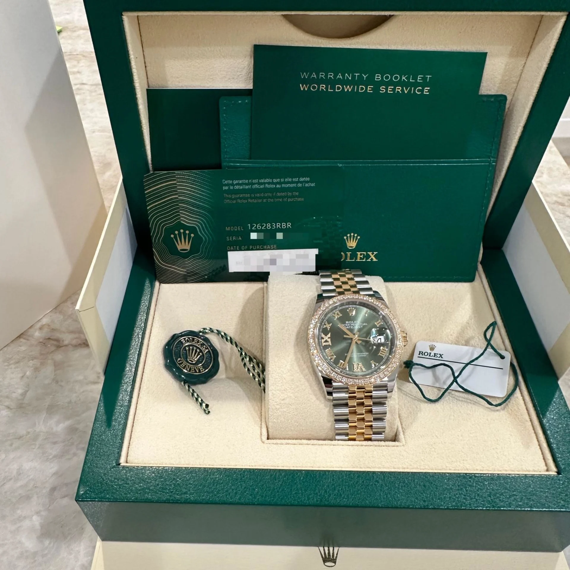 RLX  Datejust 36mm 126283 Olive Green Dial Jubilee Bracelet Watch