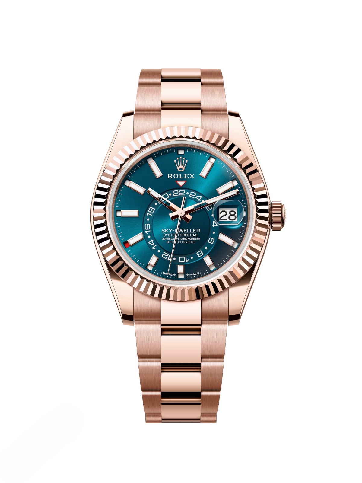 RLX  Sky-Dweller 42mm 336935-0001/0005 Rose Gold Blue Dial Oyster