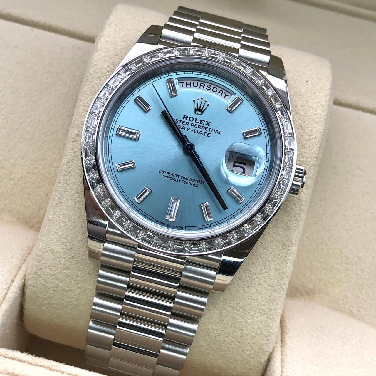 RLX Day-Date 40mm 228396TBR-0002 Ice Blue Diamonds Dial