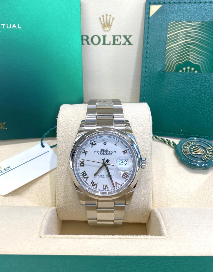 RLX  Datejust 36mm 126200 Stainless Steel White Roman Dial Oyster