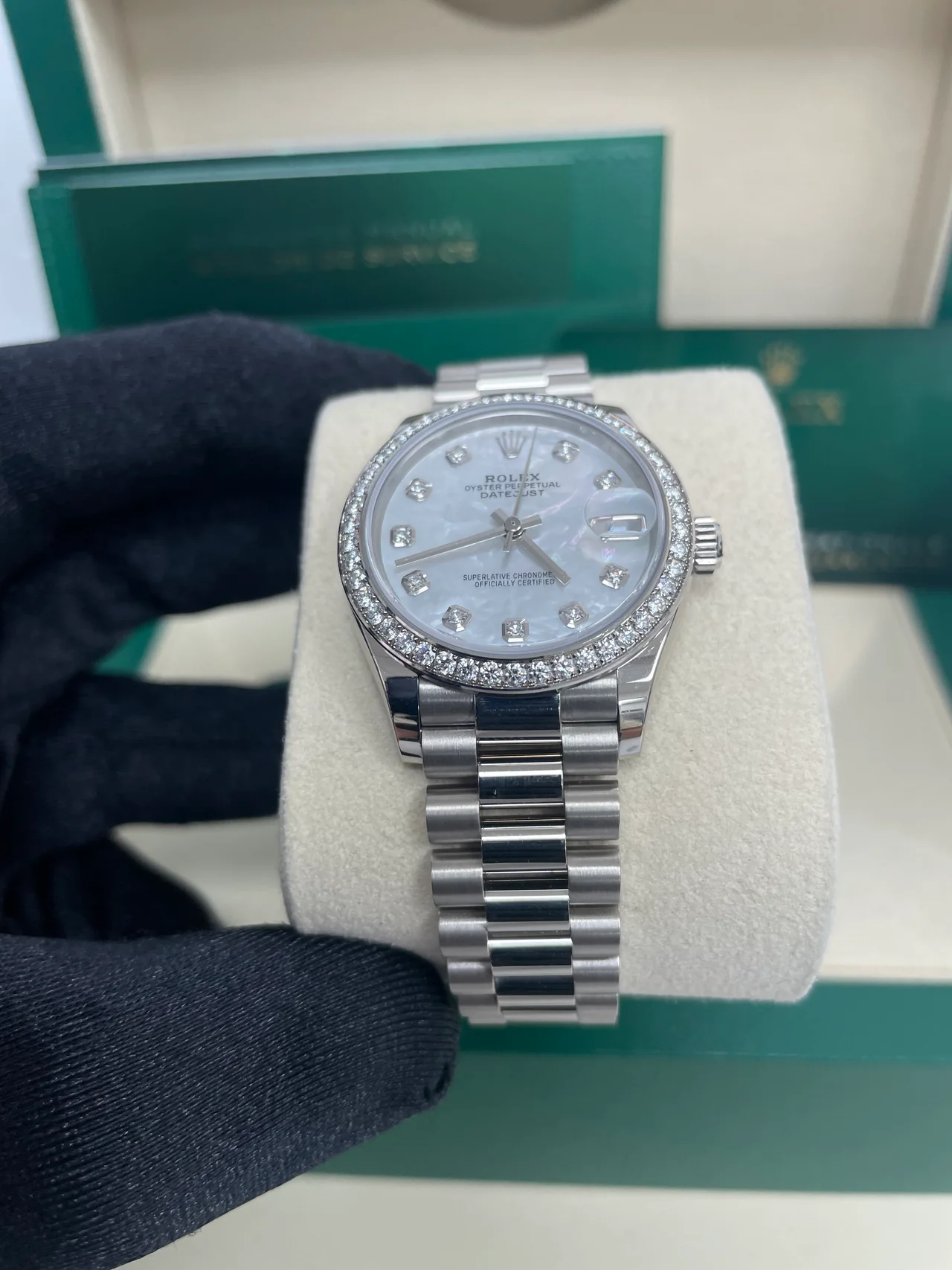 RLX Datejust m278289RBR-0005 31mm Datejust Diamond Bezel MOP Dial