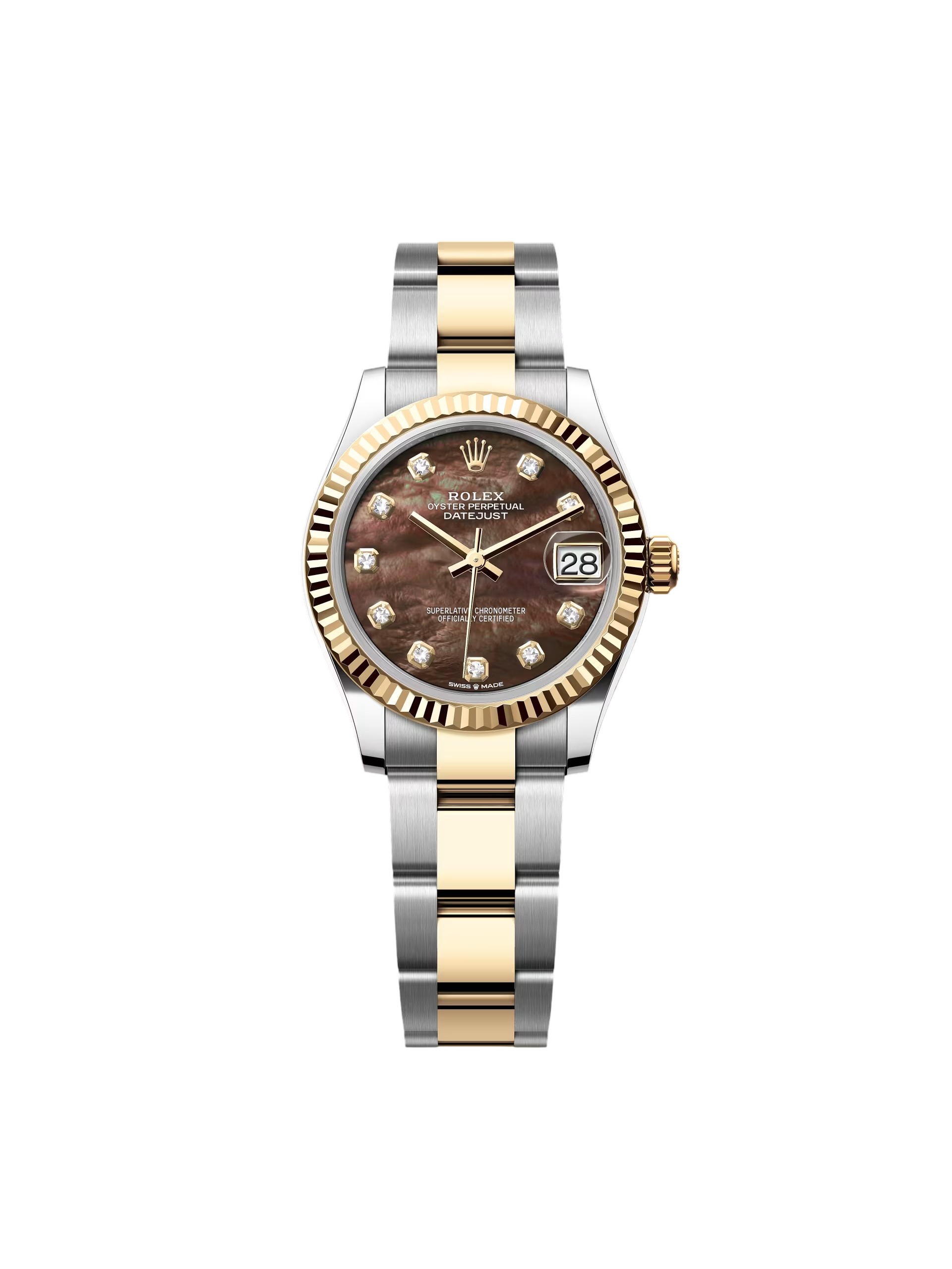 RLX Datejust m278273-0023/0024 31mm Black Mother-of-Pearl Dial Stainless Steel and Yellow Gold Oyster Watch
