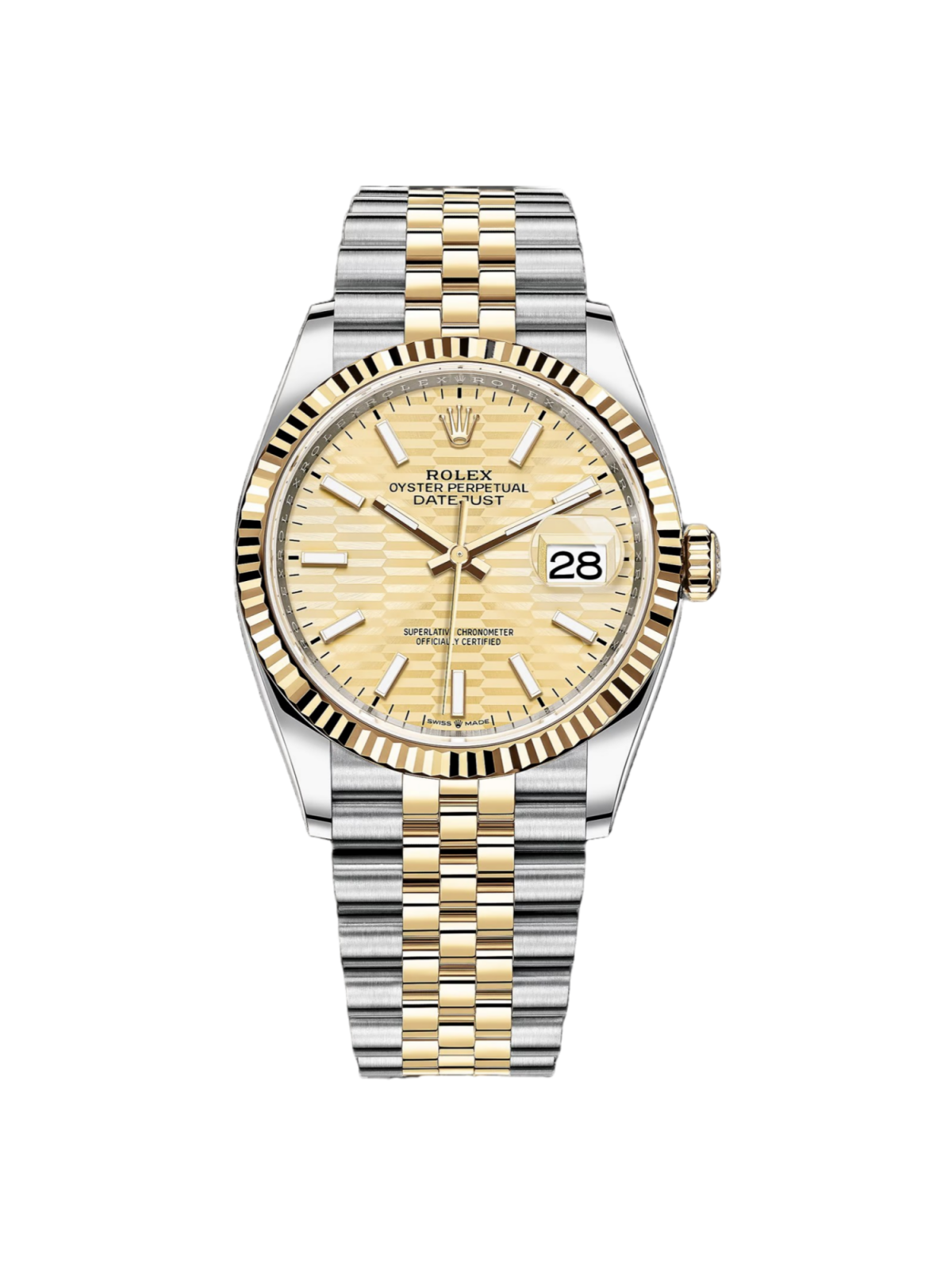 RLX  Datejust 36mm 126233 Golden Fluted Motif 36mm Dial Oyster Bracelet