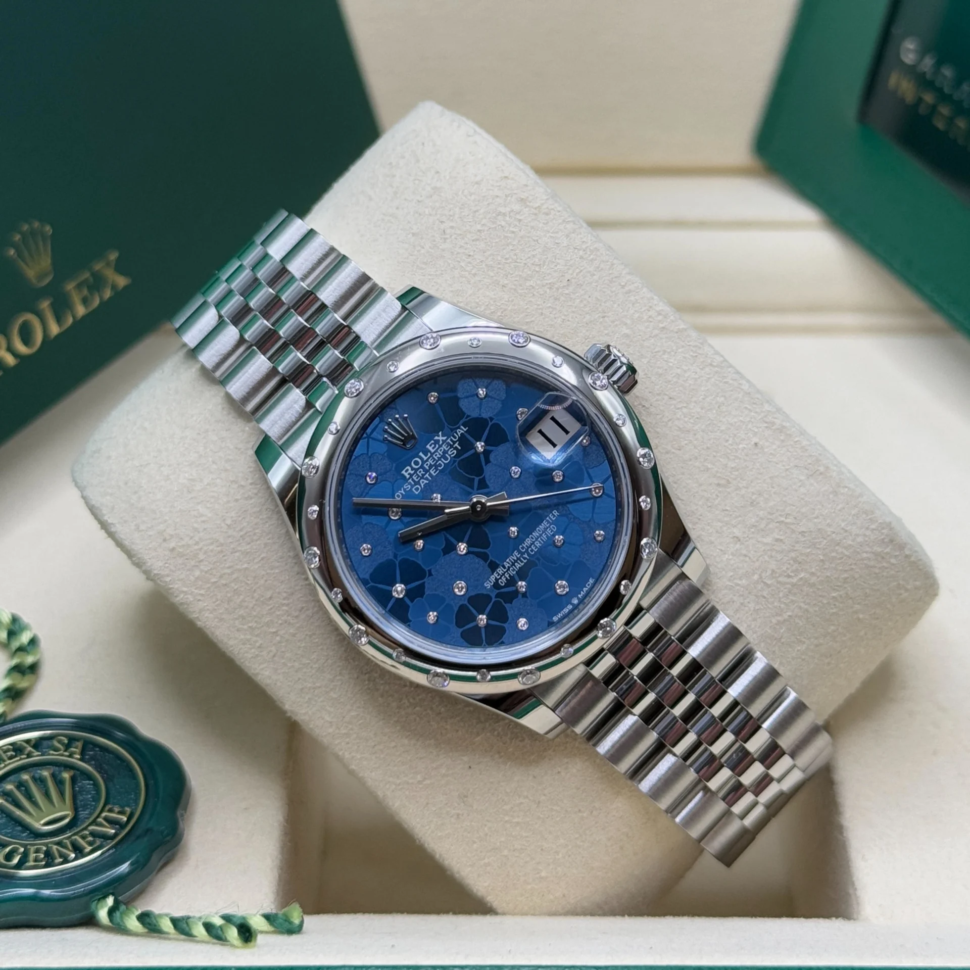 RLX Datejust m278344-0037/0038 Blue Floral Motif Dial 31mm Oyster