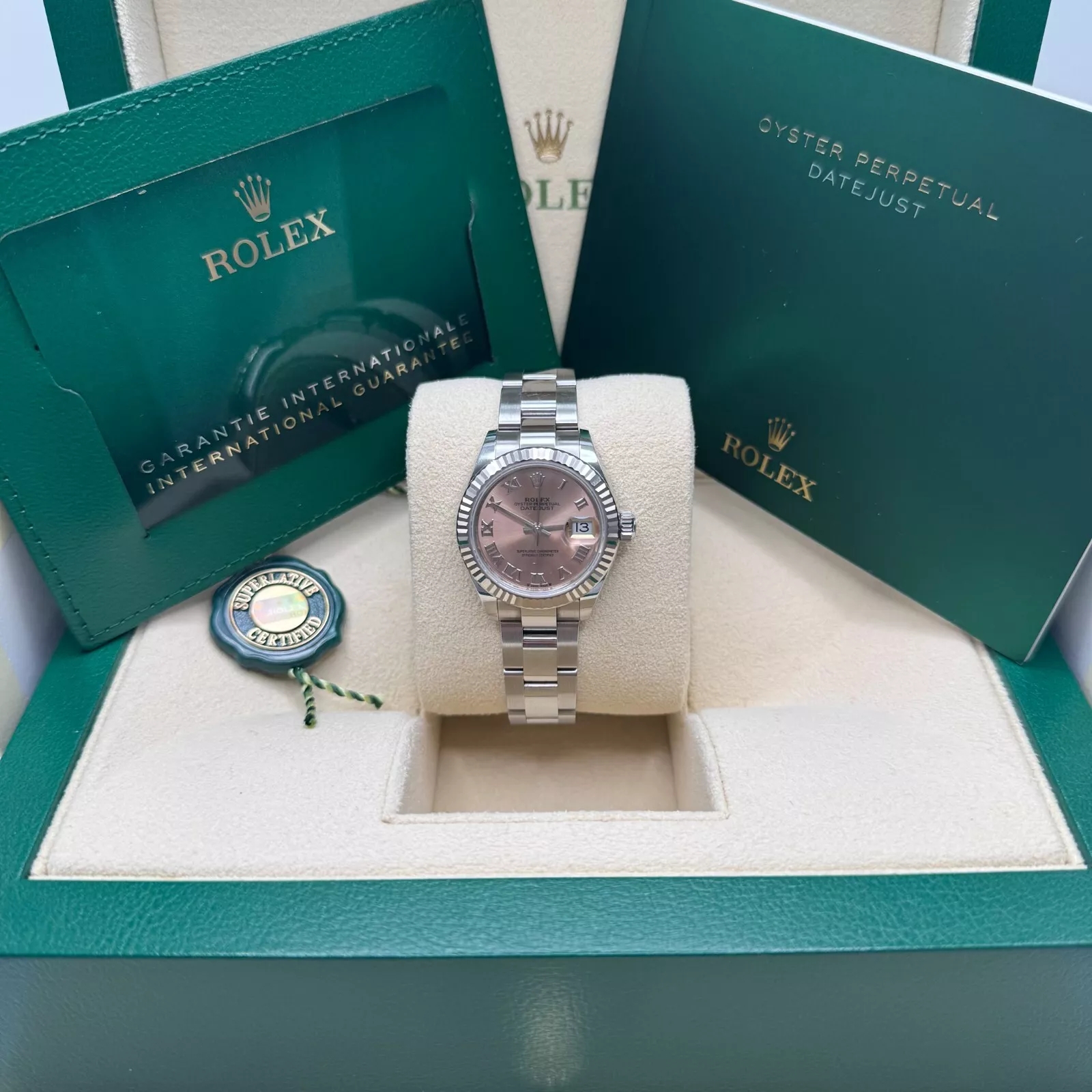 RLX Lady-Datejust 28mm 279174 Pink Roman Dial Oyster Bracelet