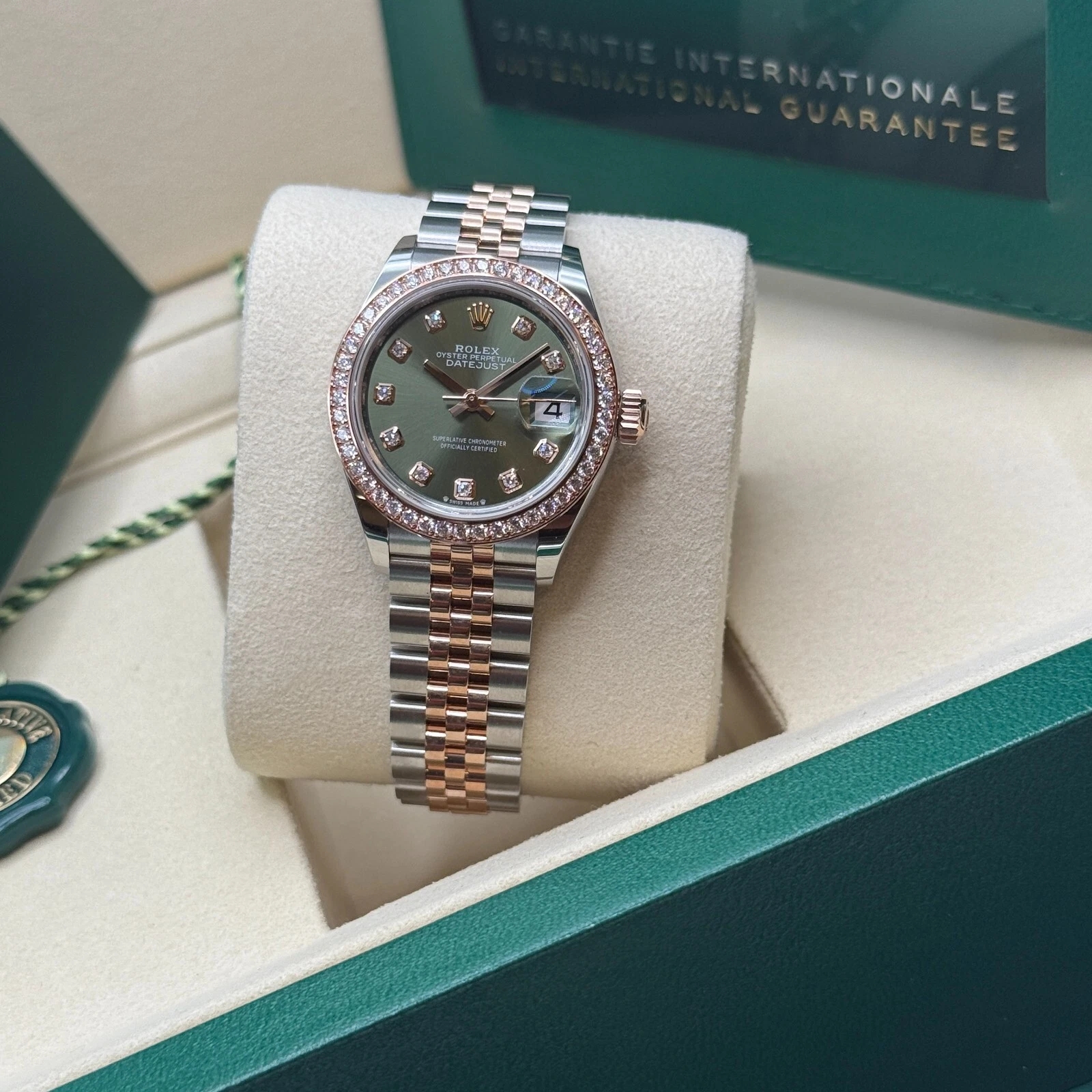 RLX Lady-Datejust 28mm 279381RBR Green Diamond Dial Oyster Bracelet